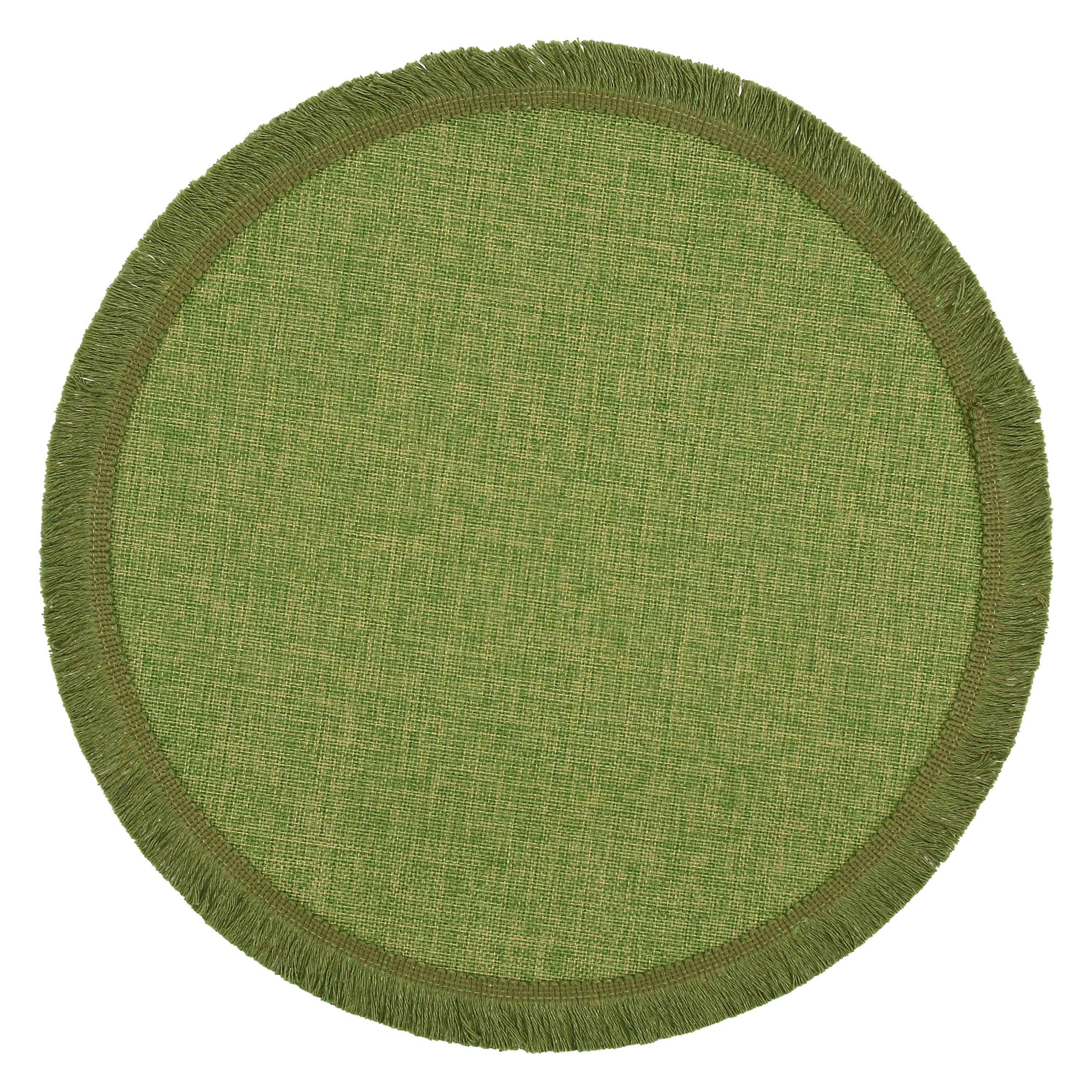 Set da 6, Sottopiatto Frange Verde, Botanio - Mix Materiali, ⌀ 38 cm