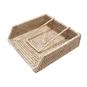 Porta Tovaglioli Bianco, Botanio - Rattan, 22x22x6 cm