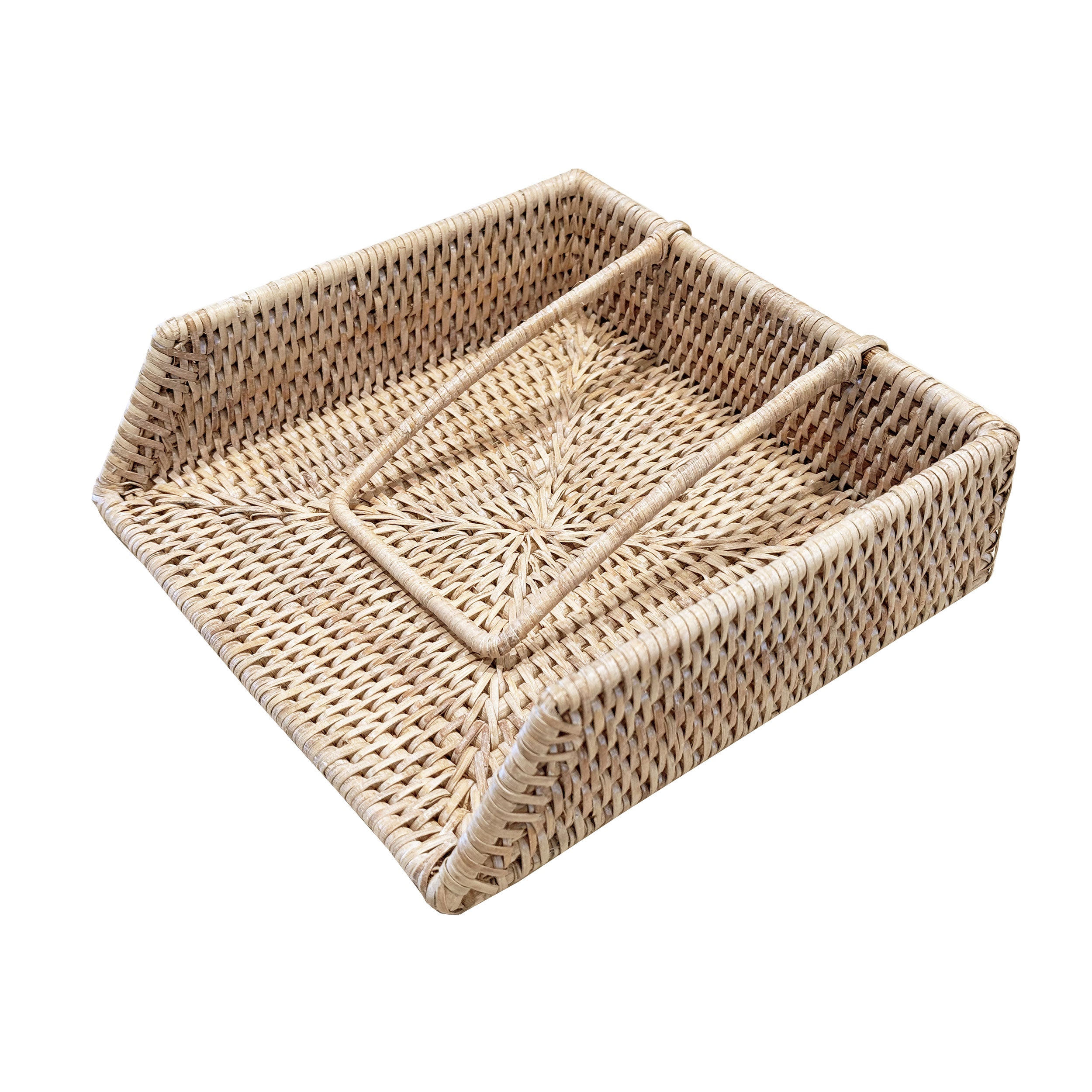 Porta Tovaglioli Bianco, Botanio - Rattan, 22x22x6 cm