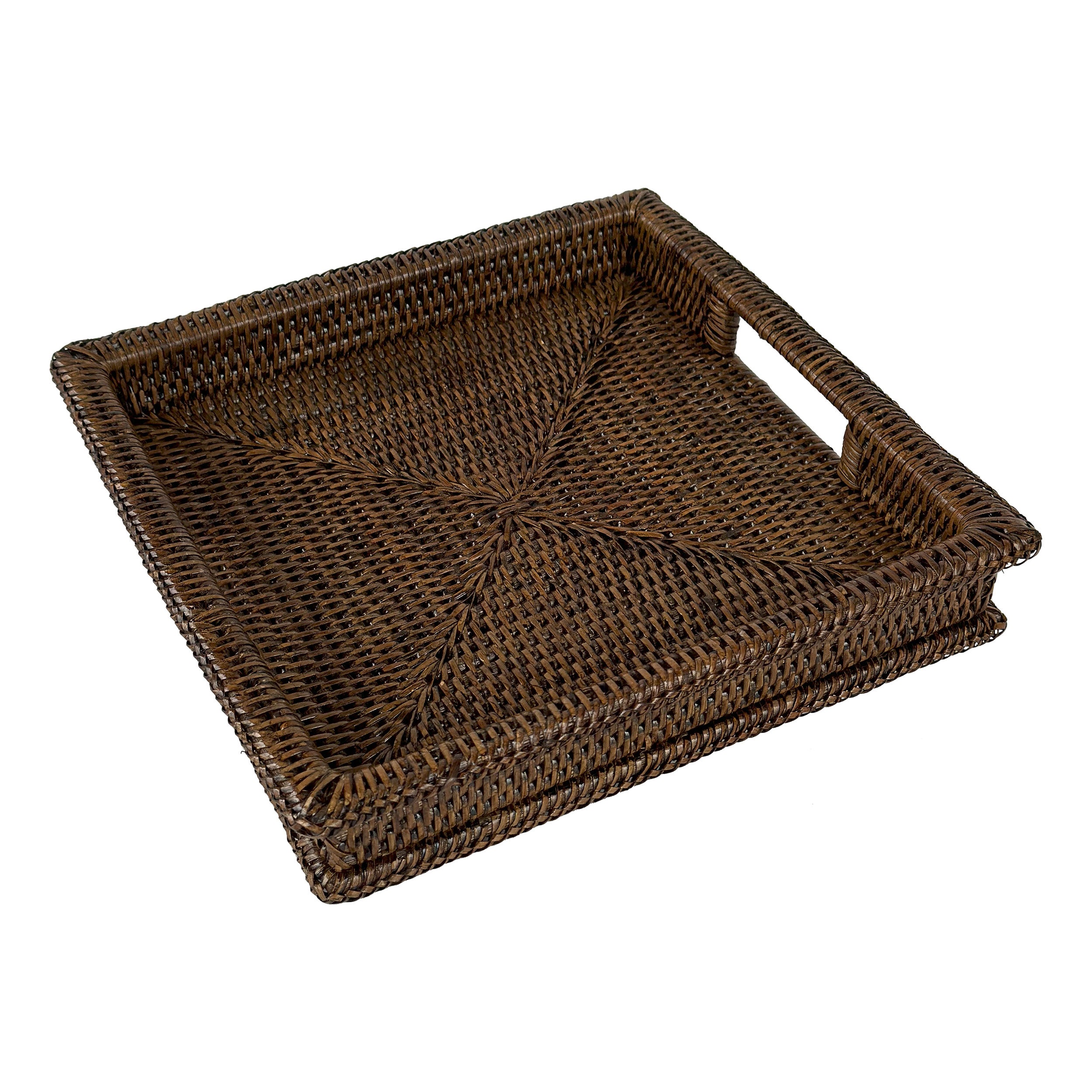 Vassoio Quadrato Marrone, Botanio - Rattan, 30x30x5 cm