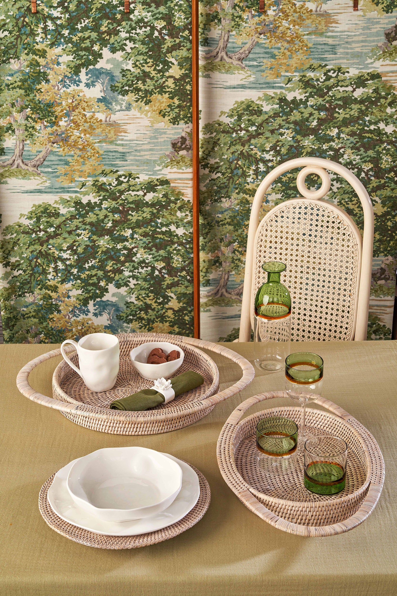 Sottopiatto Bianco, Botanio - Rattan, ⌀ 32 cm