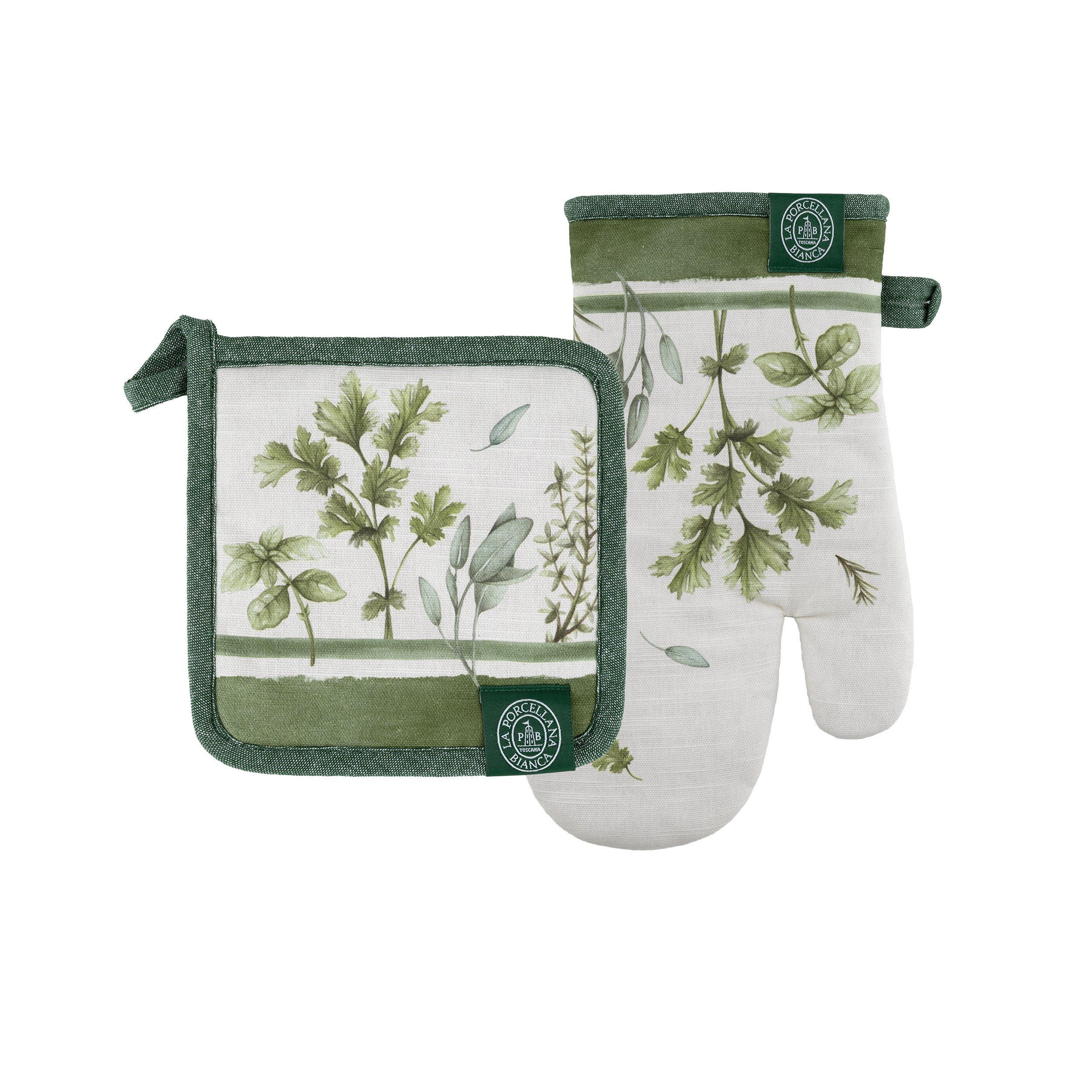 Set da 2, Set Guantone Presina, Coltivia - Tessuto, 18x30 cm + 17x17 cm