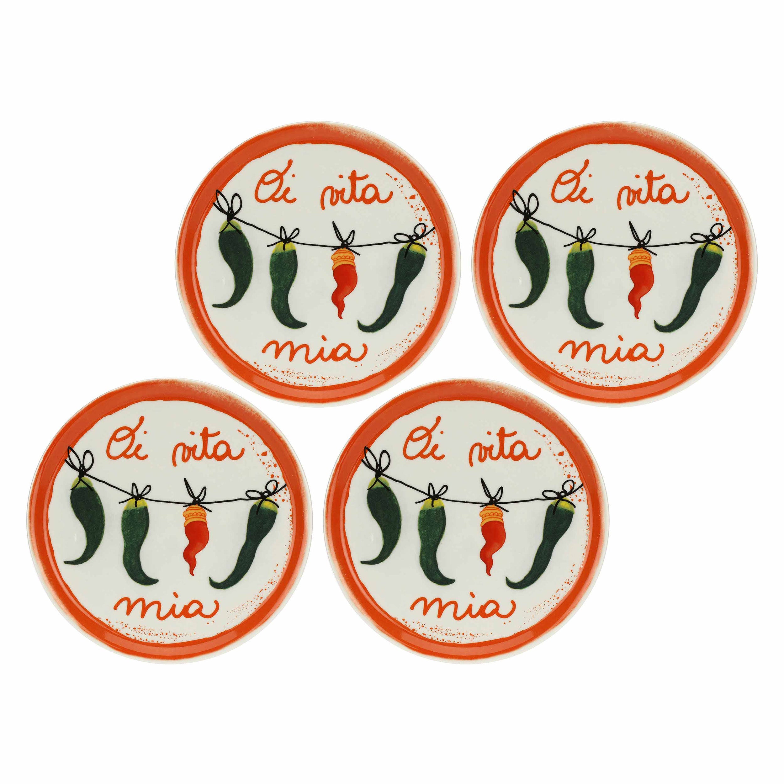 Set da 4, Piatto Pizza O Vita Mia, Aumm - Porcellana, 31 cm