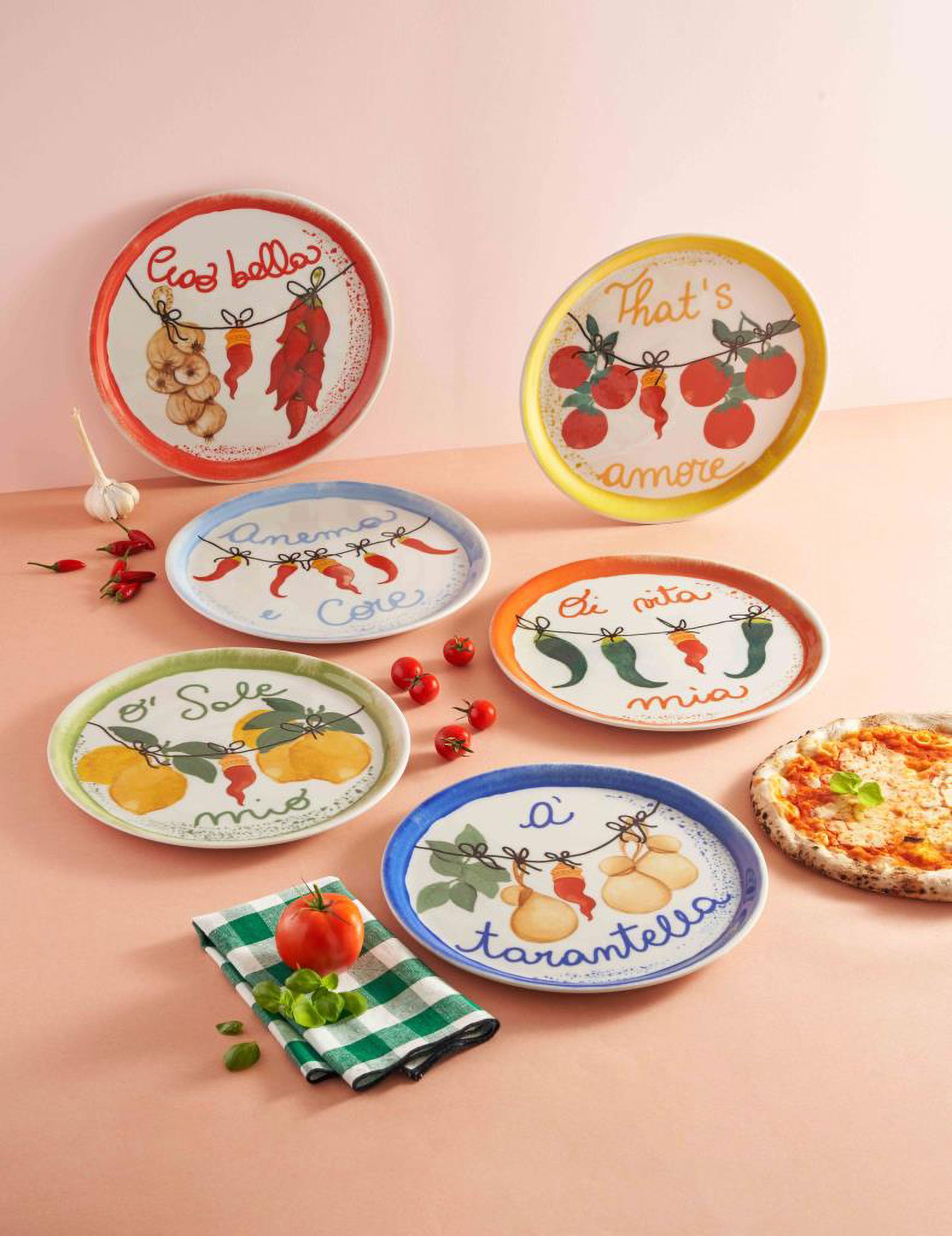 Set da 4, Piatto Pizza Ciao Bella, Aumm - Porcellana, 31 cm