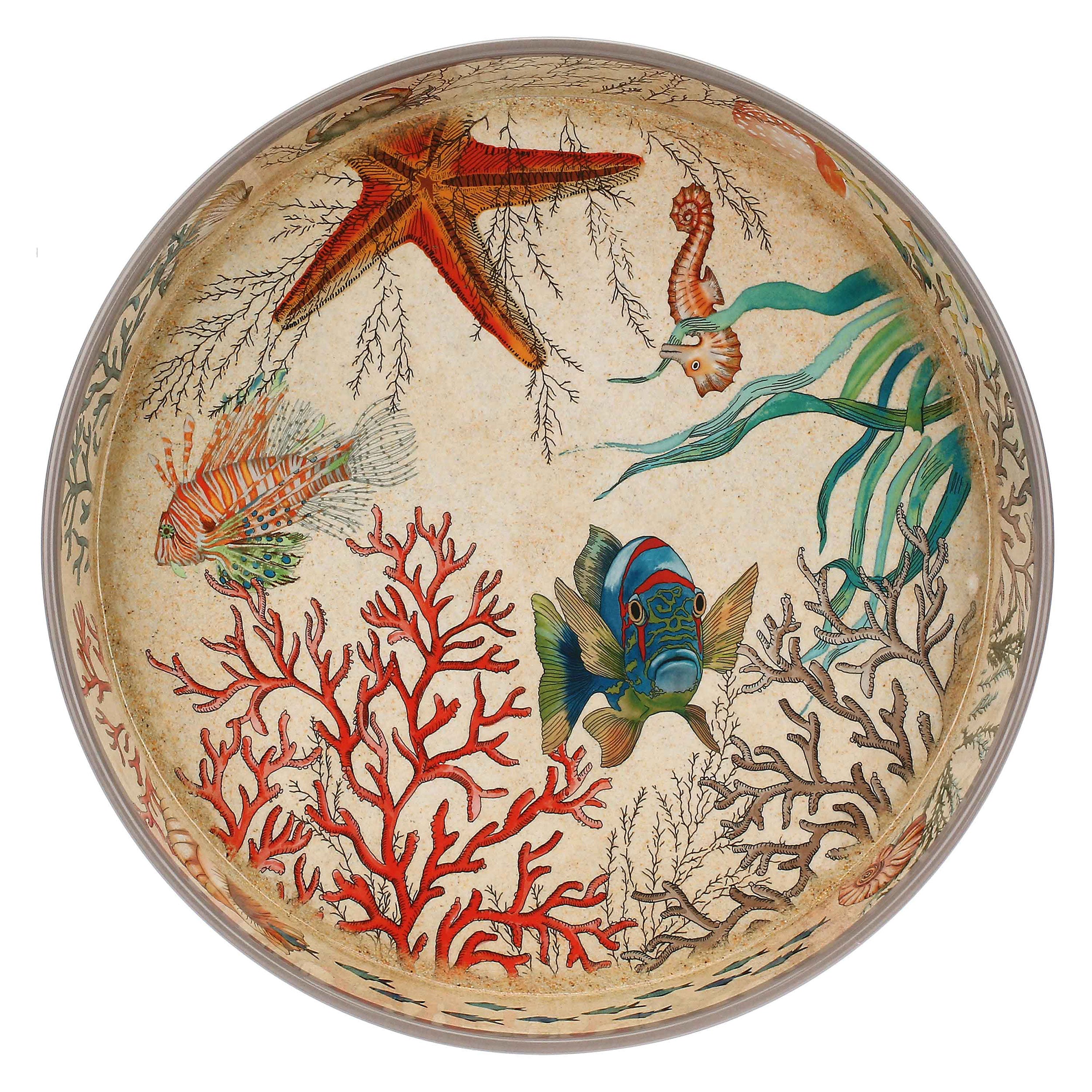 Vassoio Tondo Outdoor, Sea Life - Melamina, 35cm