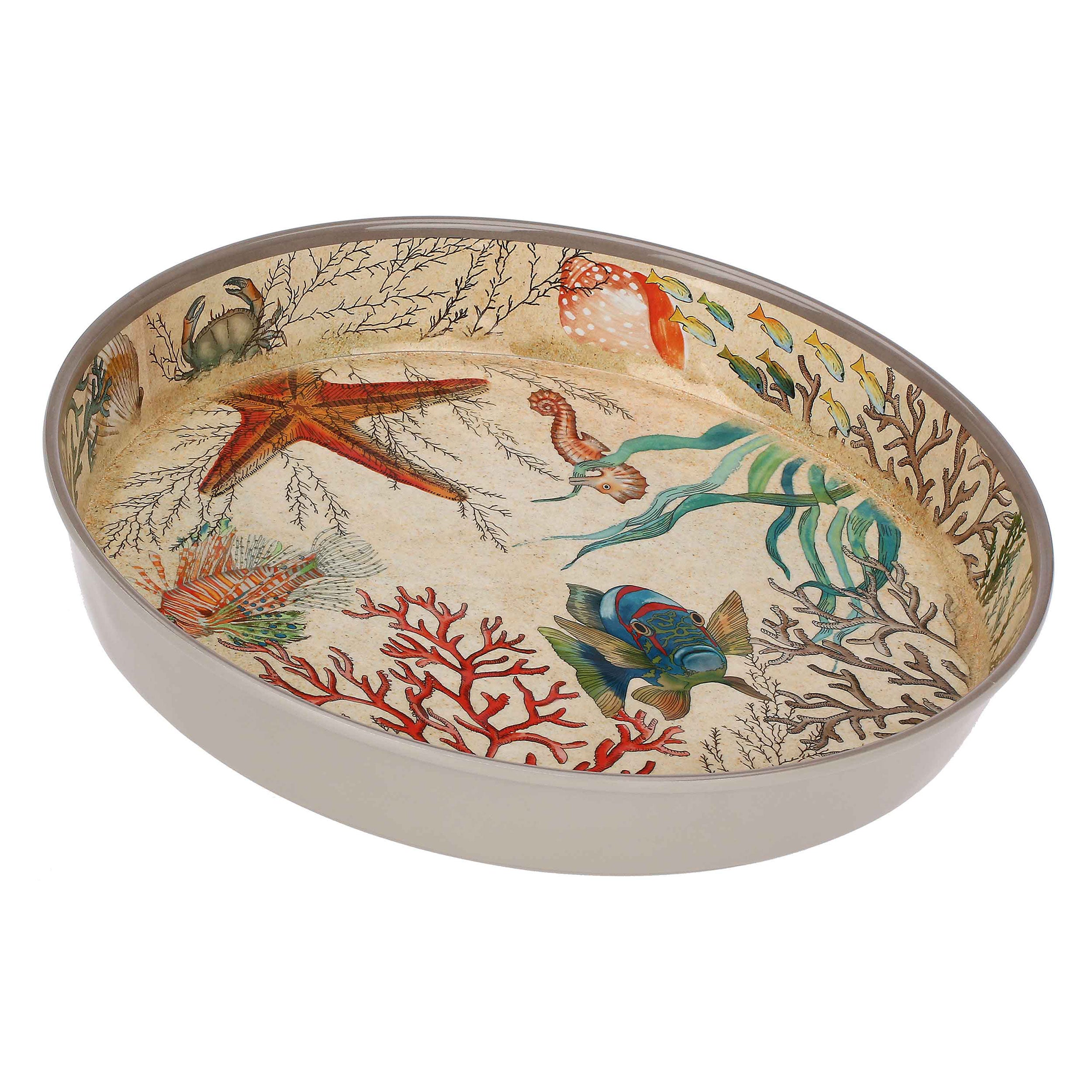 Vassoio Tondo Outdoor, Sea Life - Melamina, 35cm
