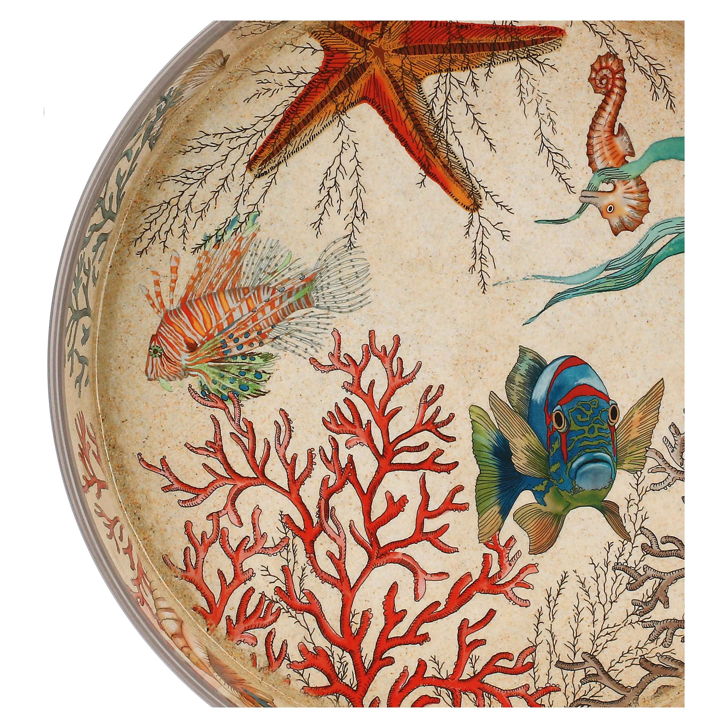 Vassoio Tondo Outdoor, Sea Life - Melamina, 35cm