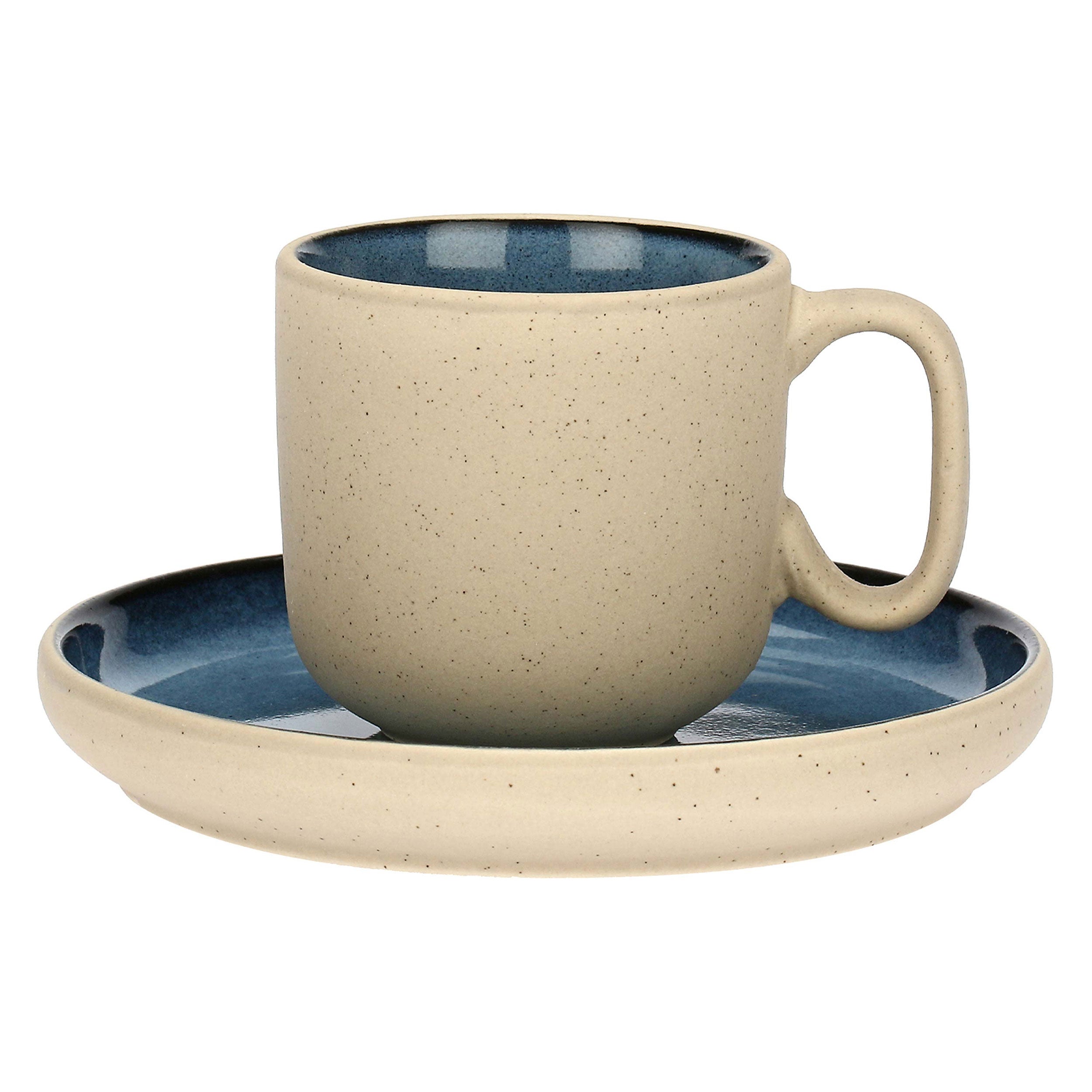 Set da 6, Tazze Caffè con Piattino Arpeggio - Stoneware