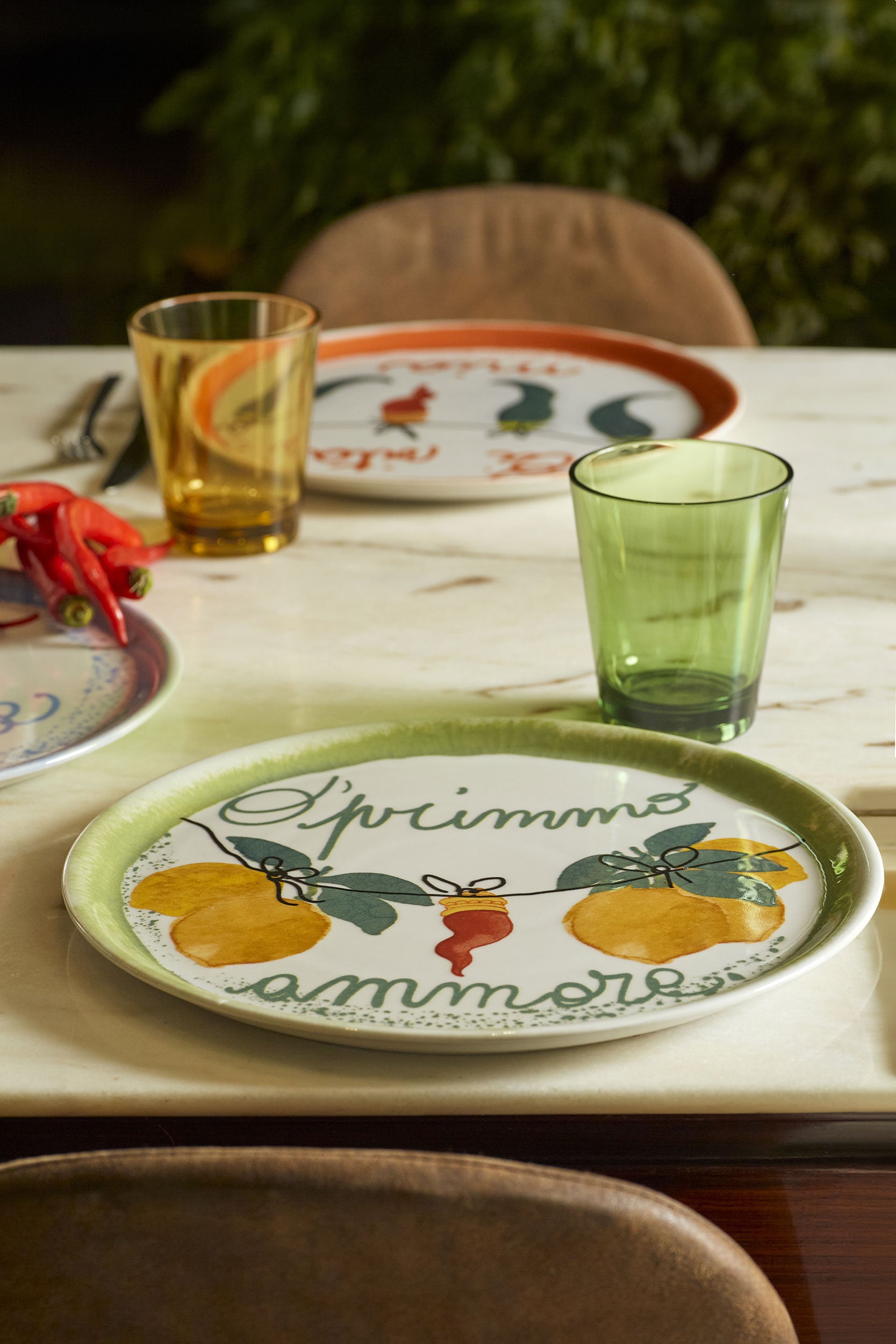 Set da 4, Piatto Pizza Oprimmo Ammore, Aumm - Stoneware, 31 cm