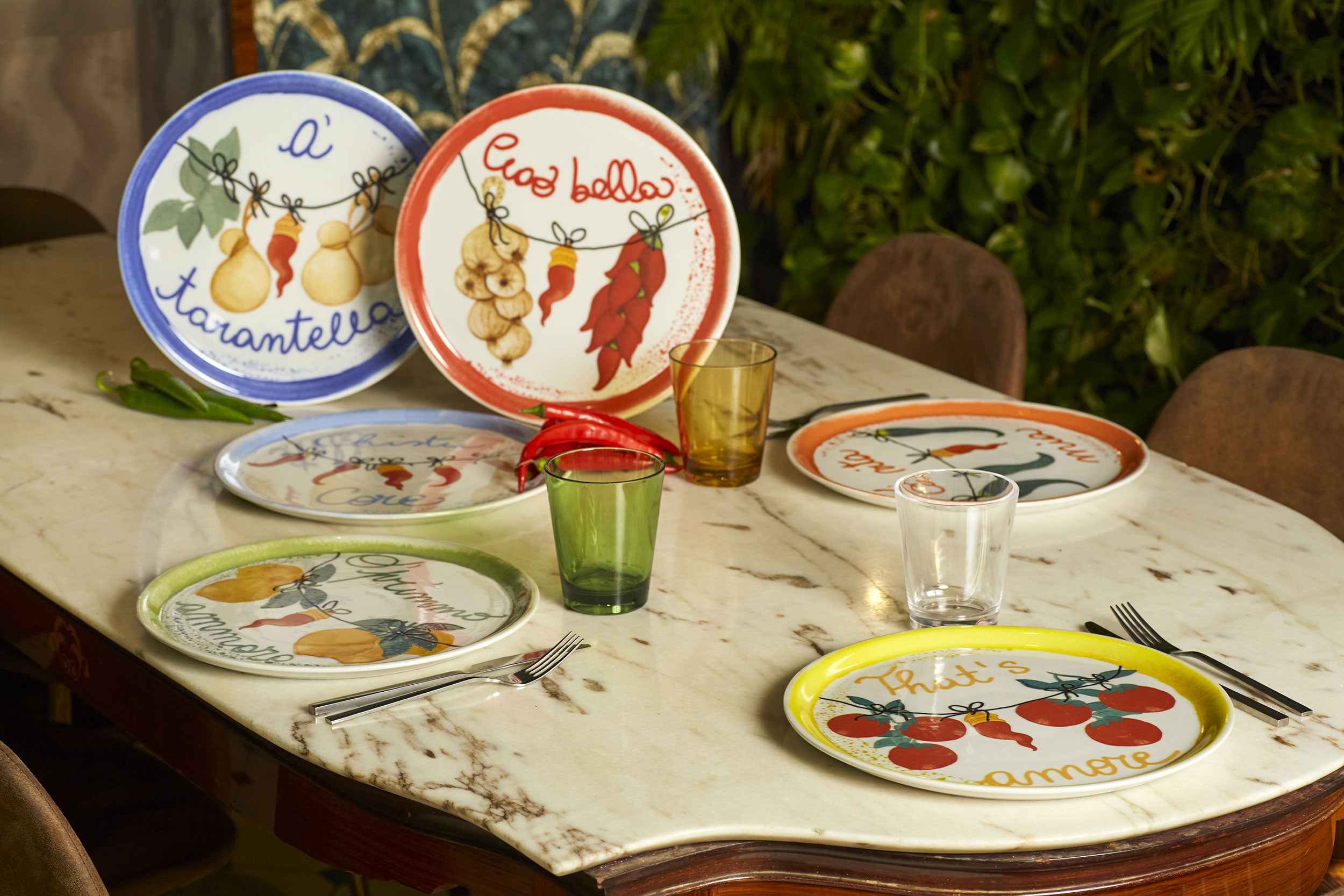 Set da 4, Piatto Pizza Oprimmo Ammore, Aumm - Stoneware, 31 cm