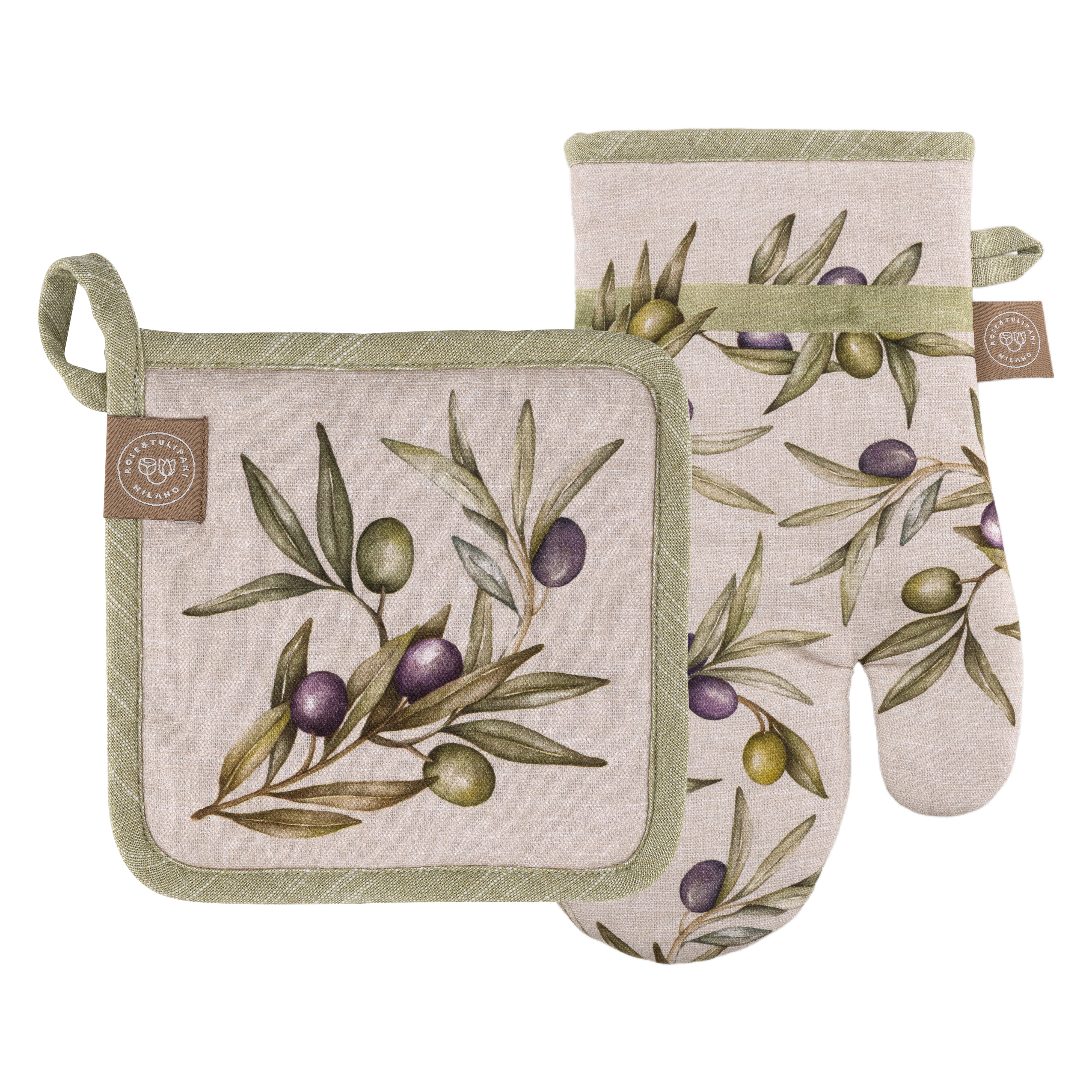 Set da 2, Set Guantone Presina, Olyvia - Tessuto, 18x30 cm + 17x17 cm