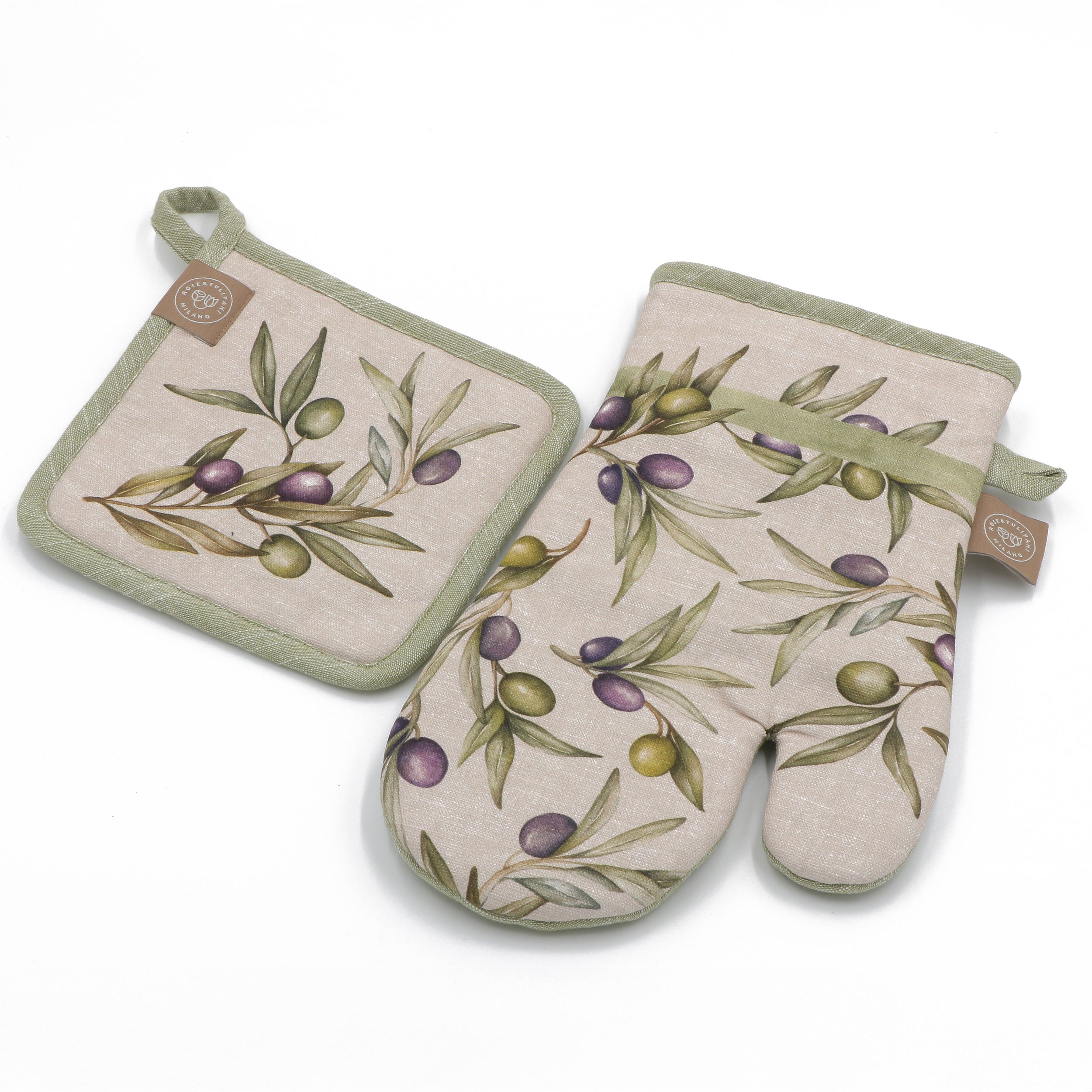Set da 2, Set Guantone Presina, Olyvia - Tessuto, 18x30 cm + 17x17 cm