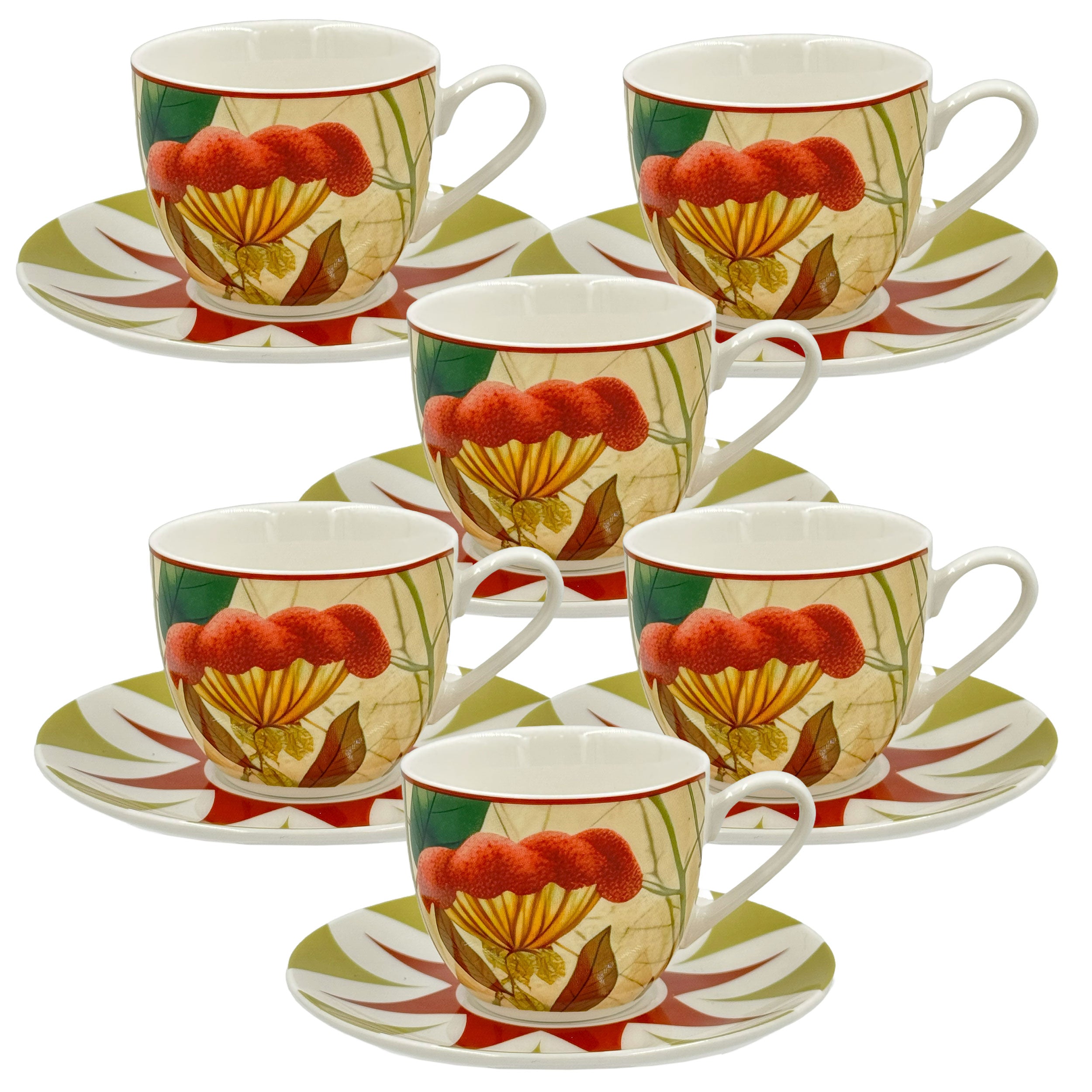 Set Tazzine con piattino Rosso, Mirabilia - Porcellana, 90 ml