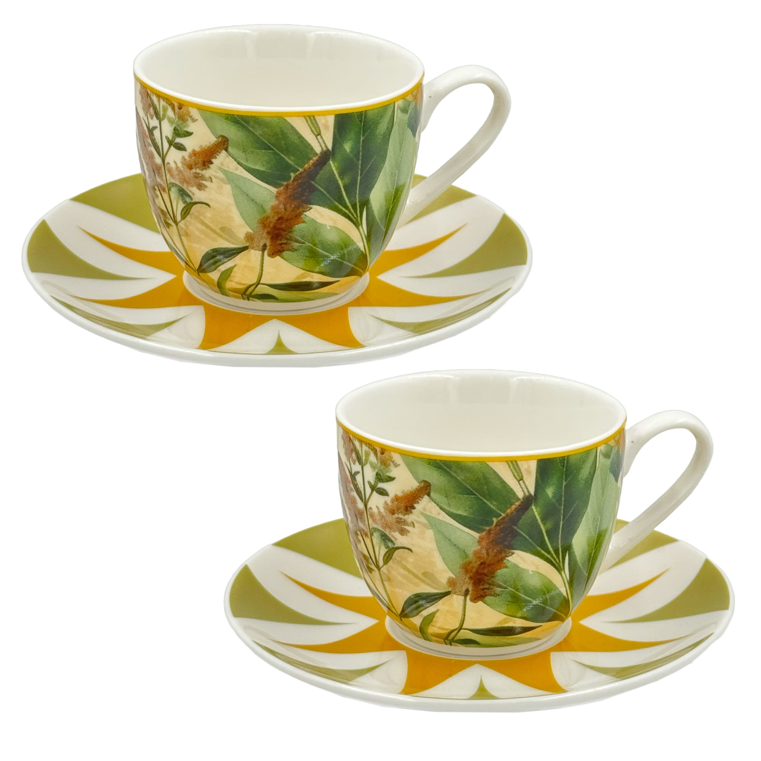 Set 2 Tazzine con piattino Giallo, Mirabilia - Porcellana, 90 ml