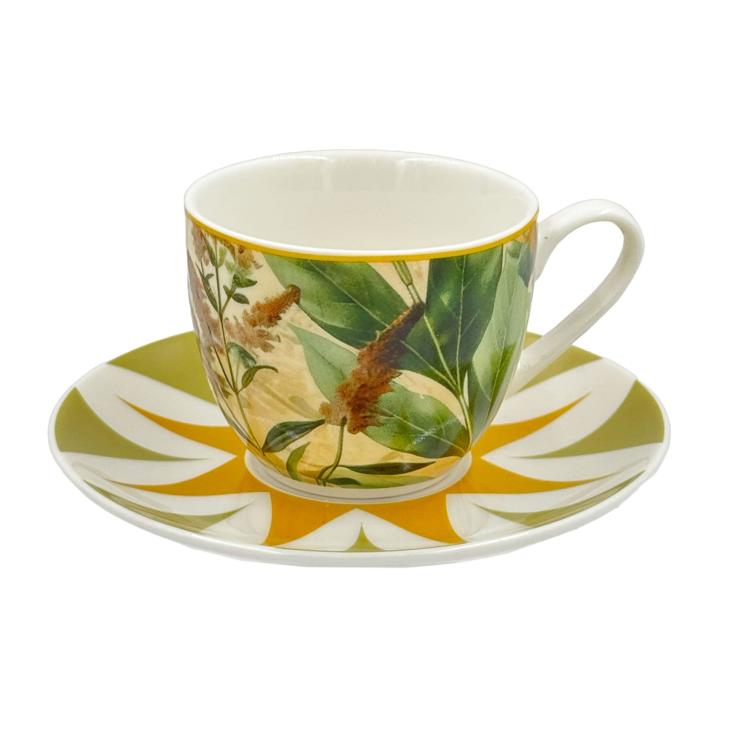 Set 2 Tazzine con piattino Giallo, Mirabilia - Porcellana, 90 ml