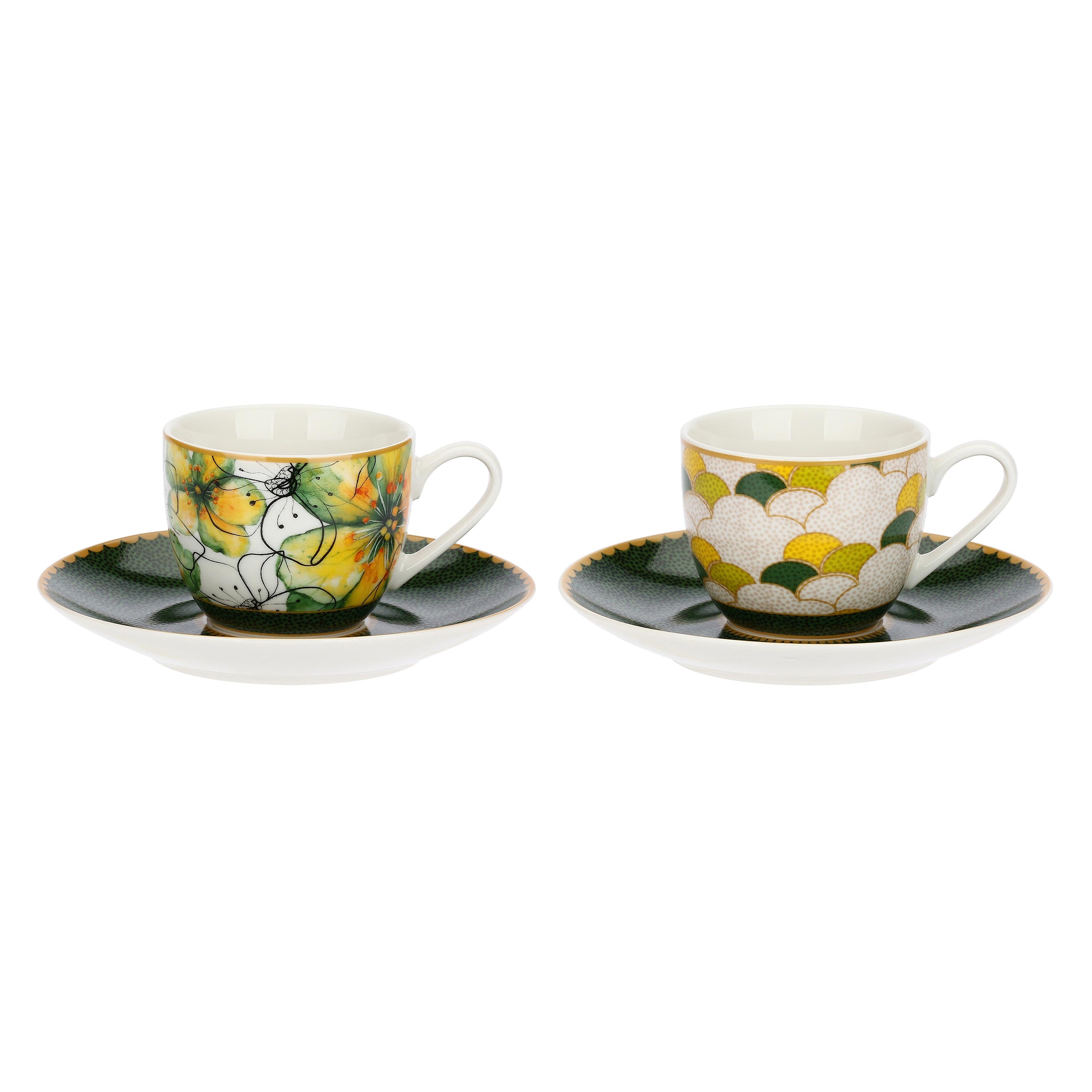 Set 6 Tazzine con piattino Libellula, Mirabilia - Porcellana, 90 ml