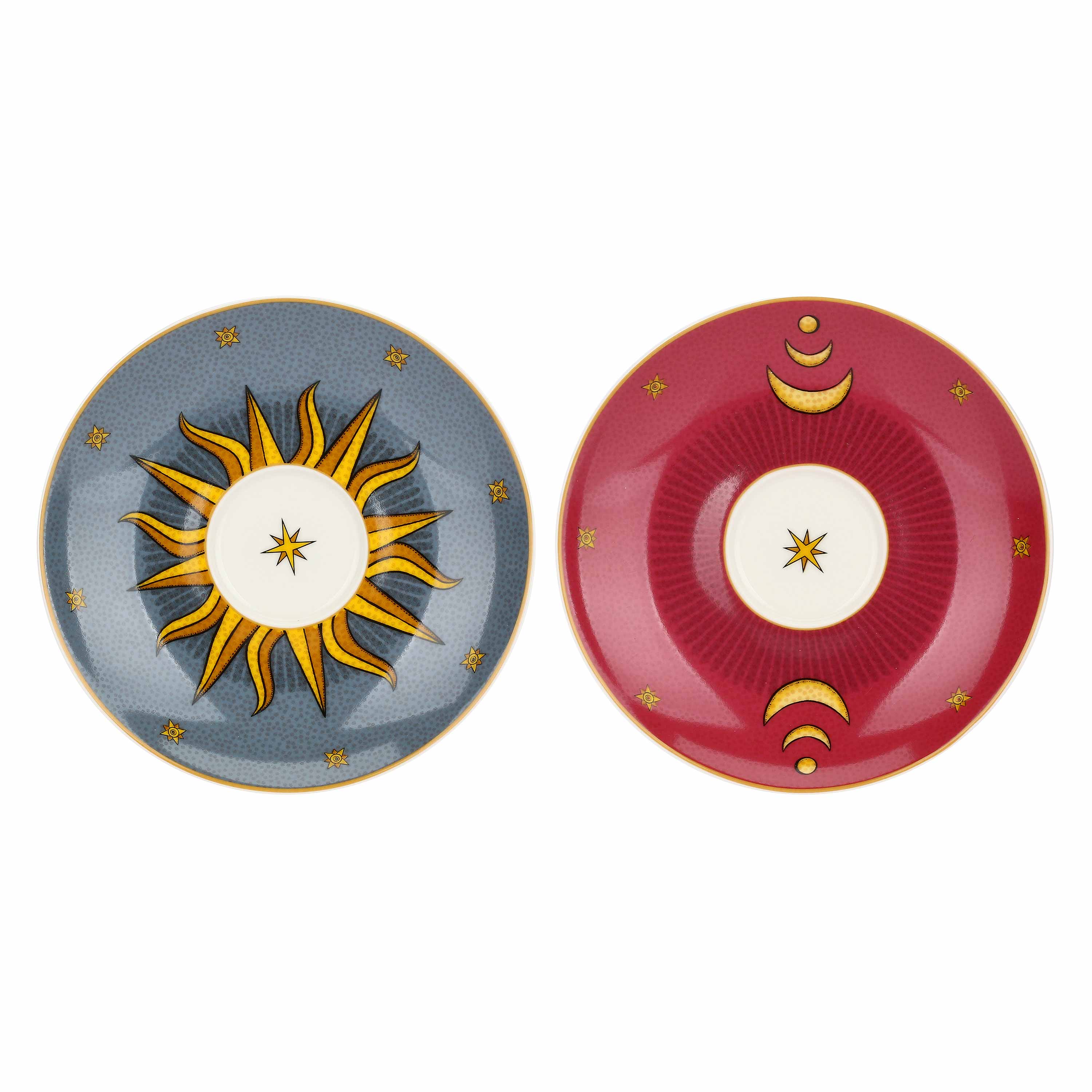 Set 6 Tazzine con piattino Sole e Luna, Mirabilia - Porcellana, 90 ml