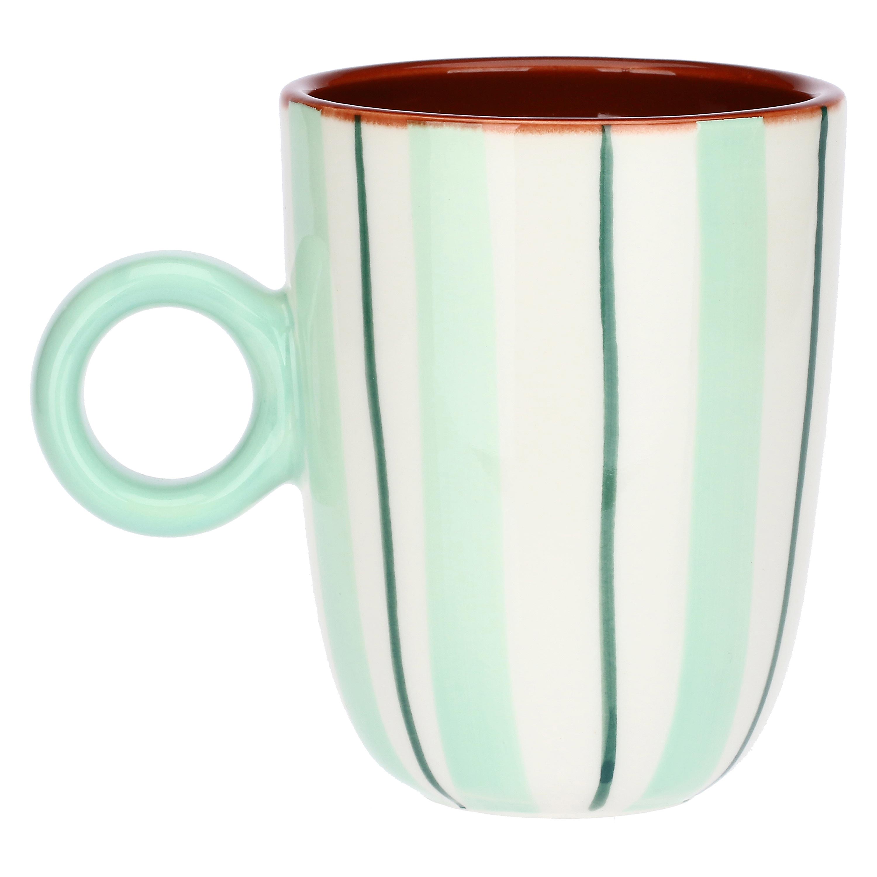 Mug Righe Verde, Attimi - Stoneware, 260 ml
