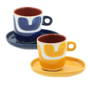 Set Tazzine con piattino Macchie, Attimi - Stoneware, 90 ml