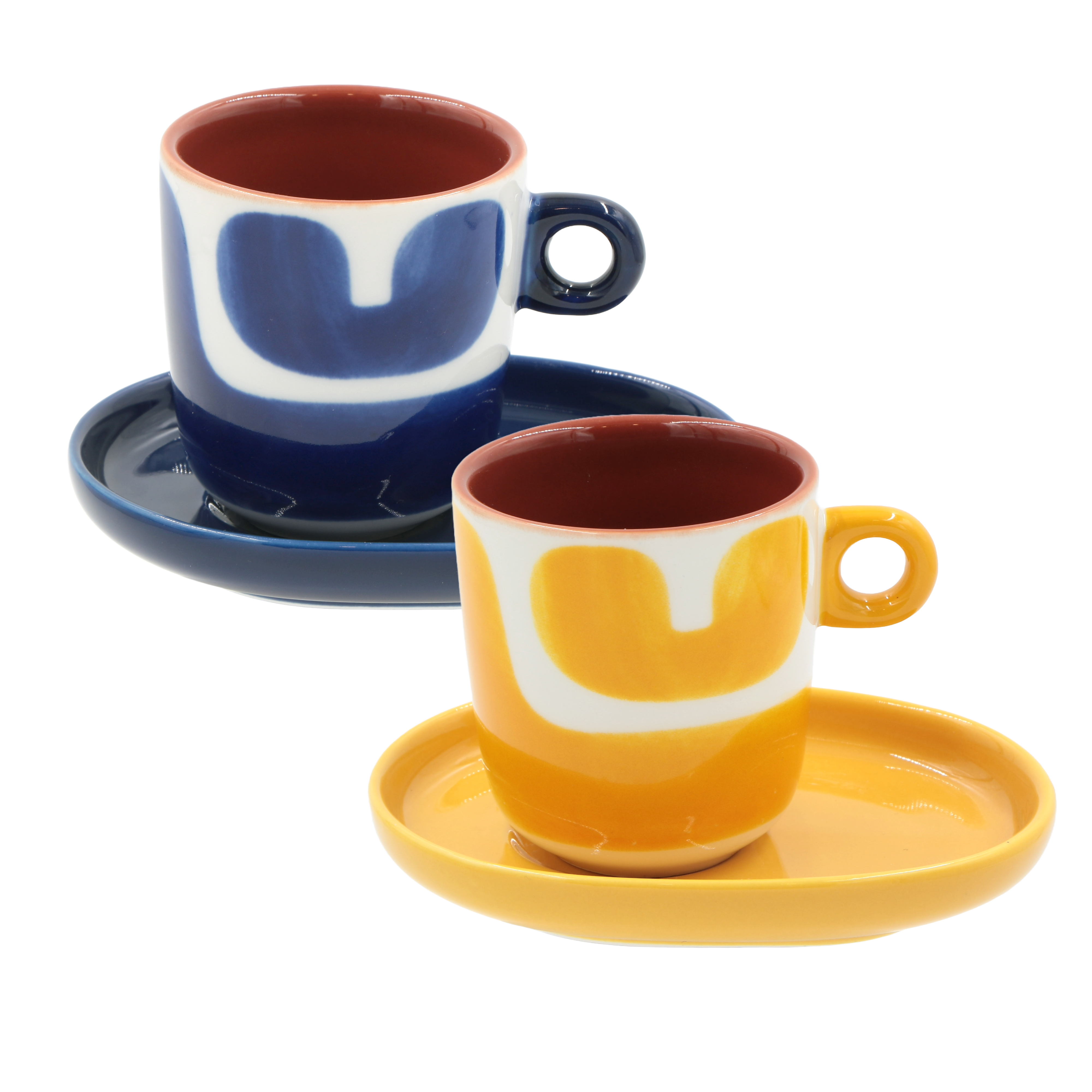 Set Tazzine con piattino Macchie, Attimi - Stoneware, 90 ml