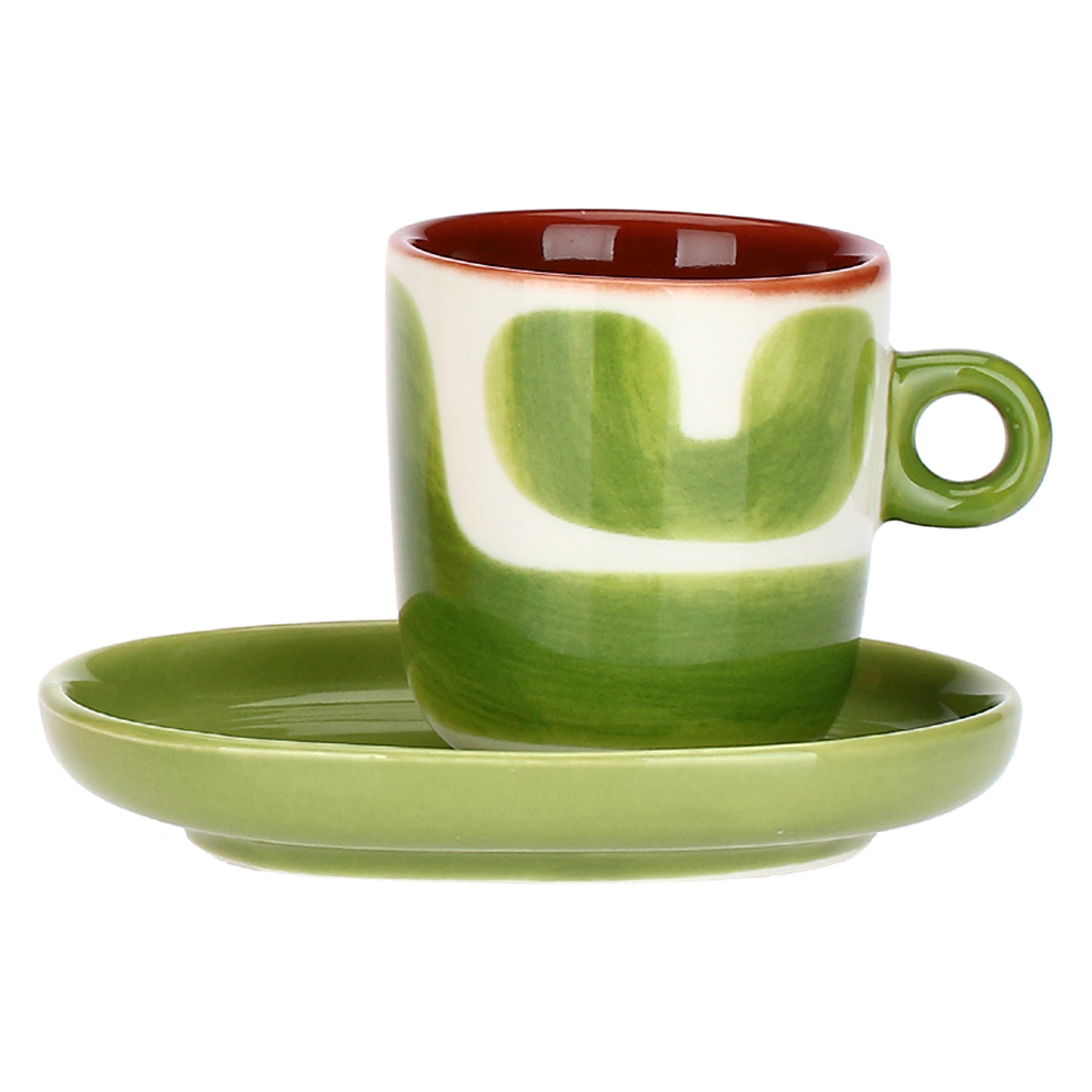 Set Tazzine con piattino Macchie, Attimi - Stoneware, 90 ml