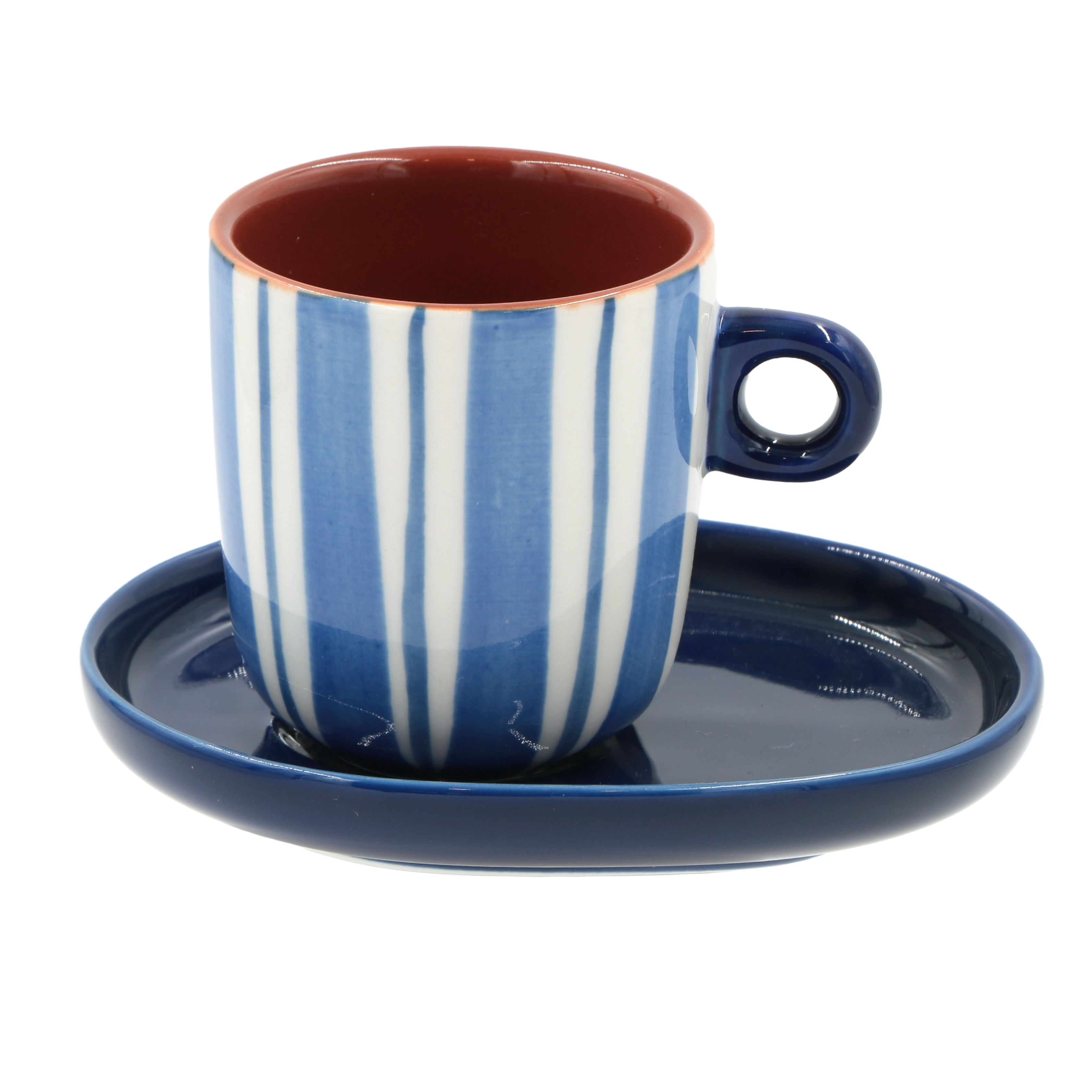 Set Tazzine con piattino Righe, Attimi - Stoneware, 90 ml