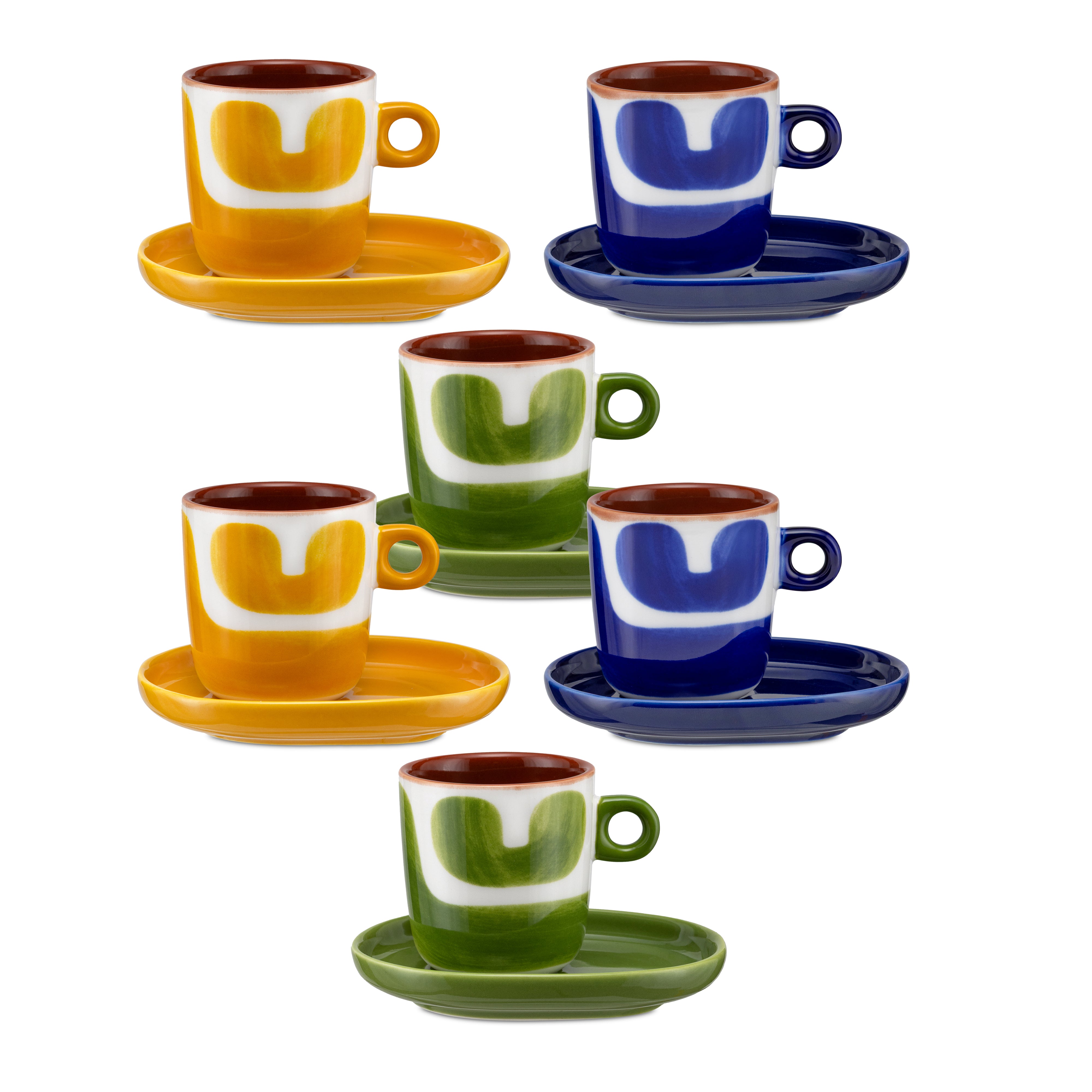 Set Tazzine con piattino Macchie, Attimi - Stoneware, 90 ml