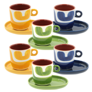 Set Tazzine con piattino Macchie, Attimi - Stoneware, 90 ml