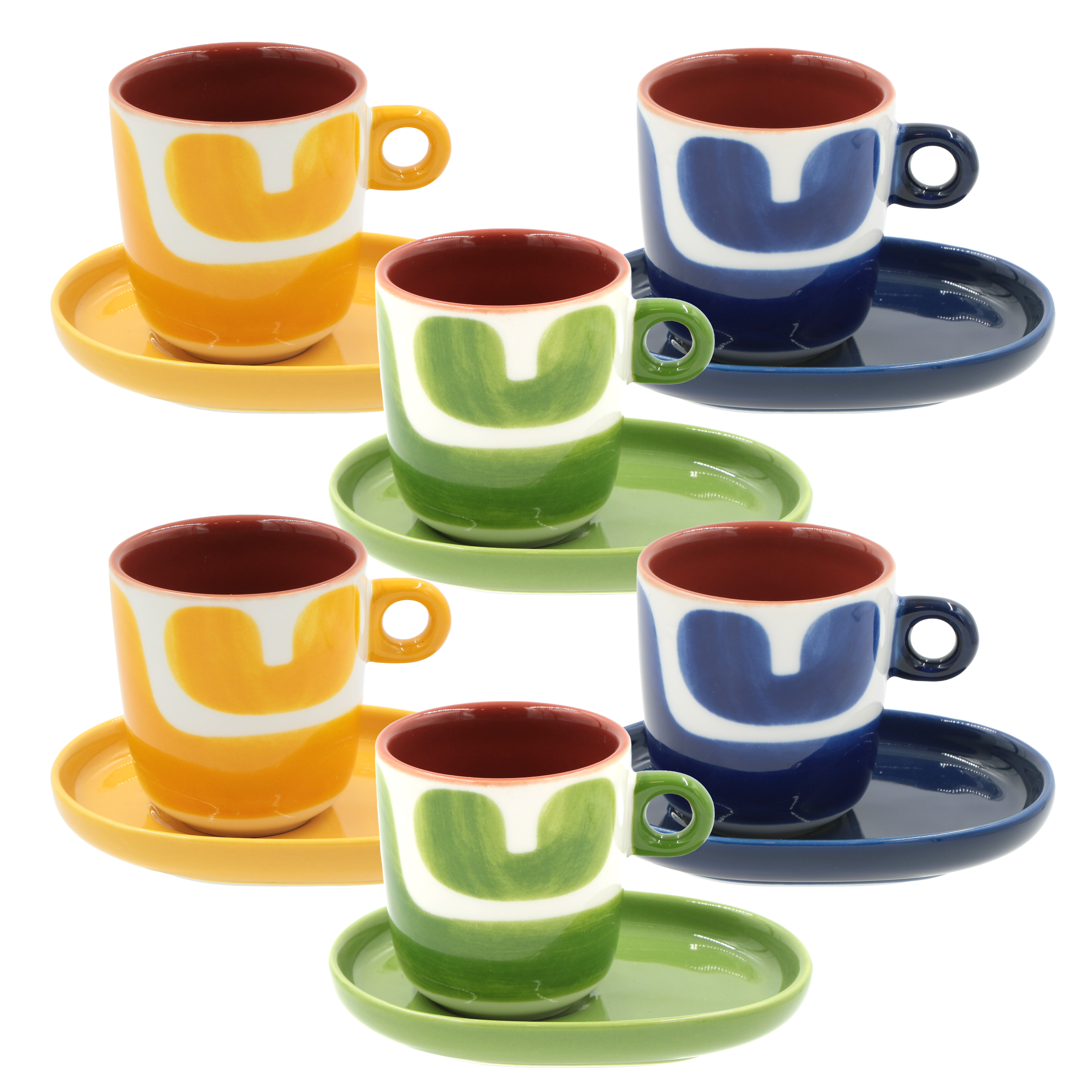 Set Tazzine con piattino Macchie, Attimi - Stoneware, 90 ml