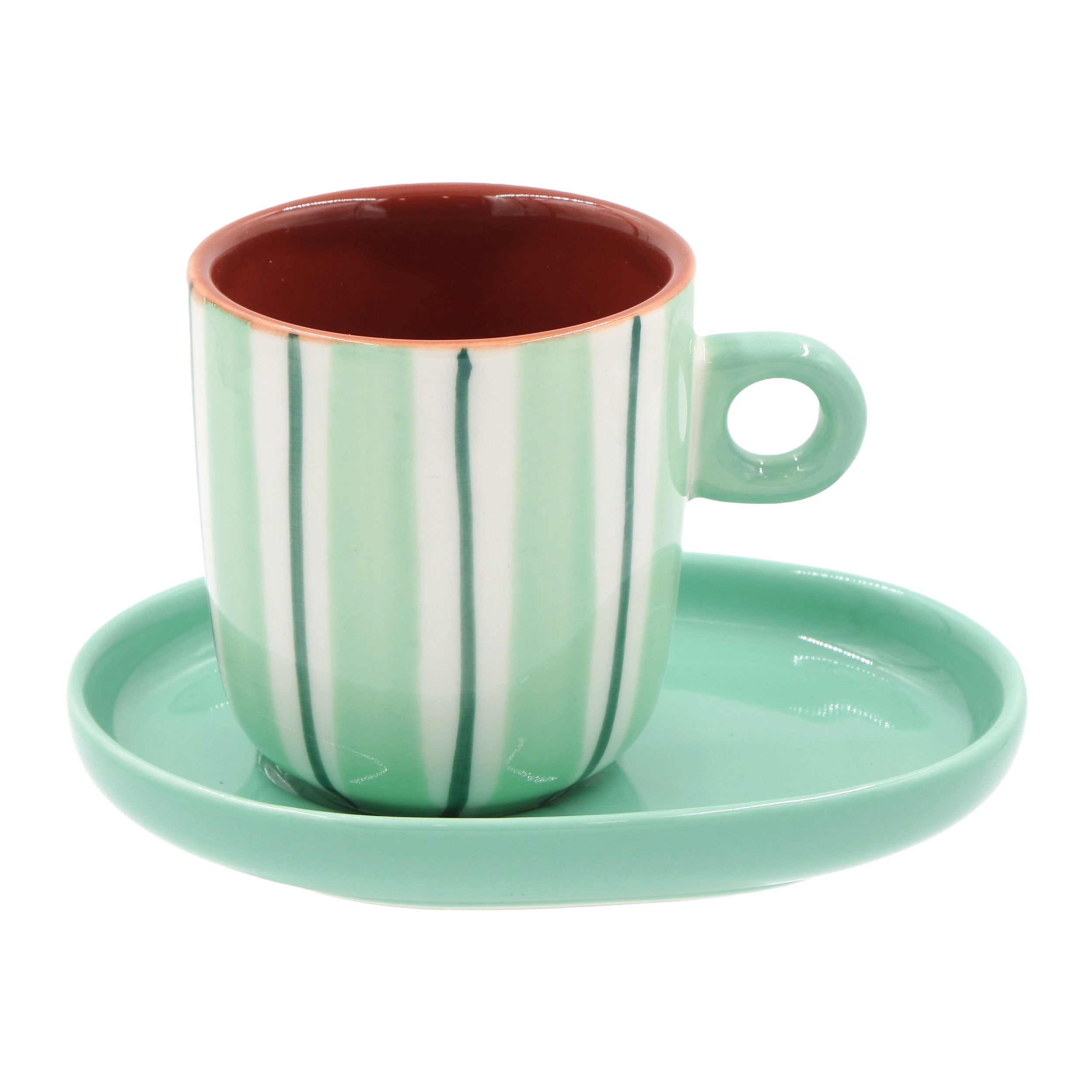 Set Tazzine con piattino Righe, Attimi - Stoneware, 90 ml