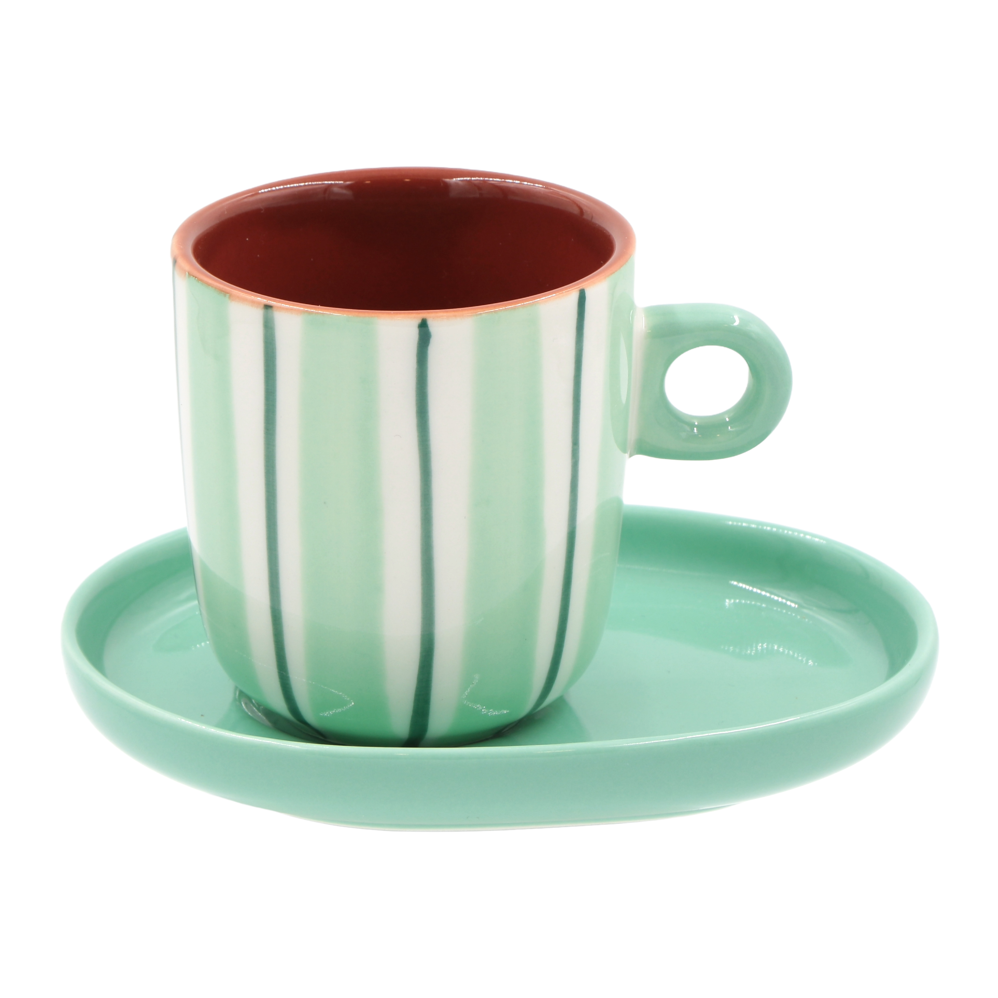 Set Tazzine con piattino Righe, Attimi - Stoneware, 90 ml