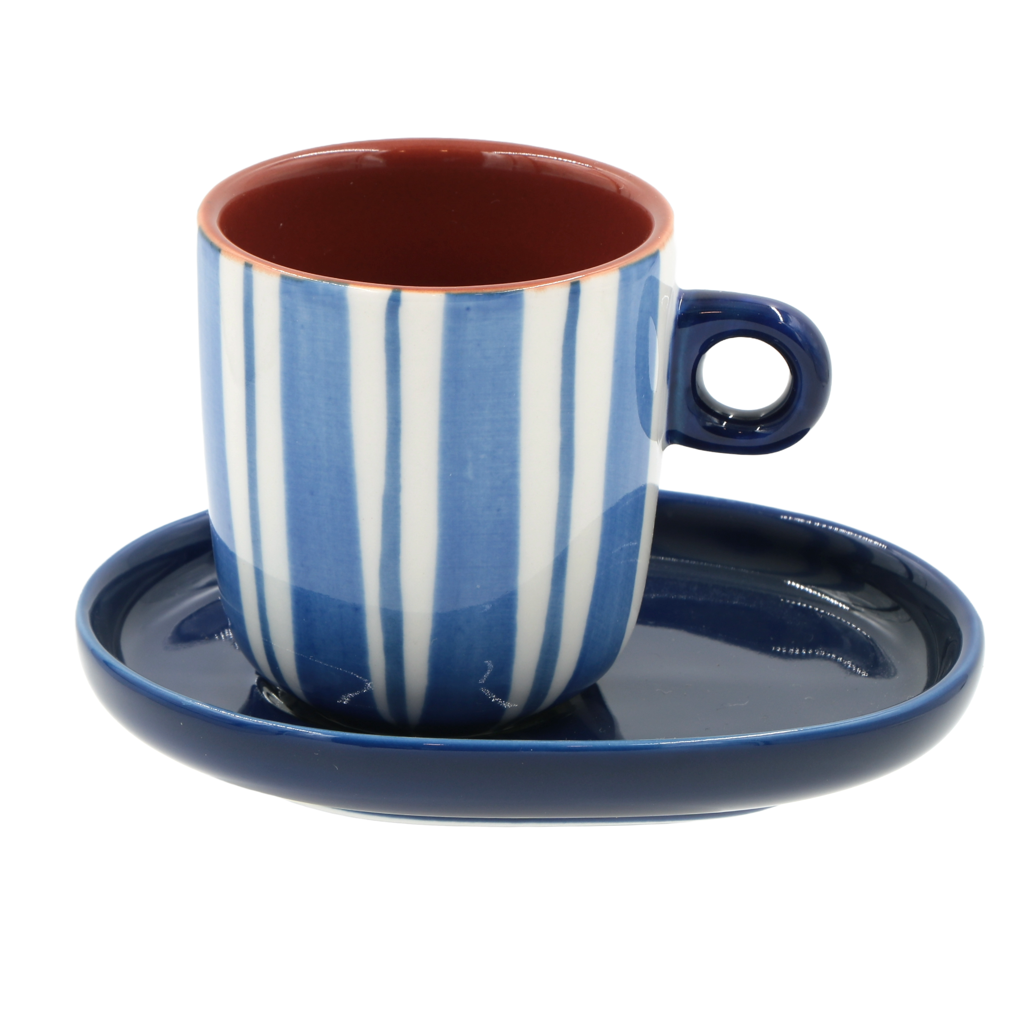 Set Tazzine con piattino Righe, Attimi - Stoneware, 90 ml
