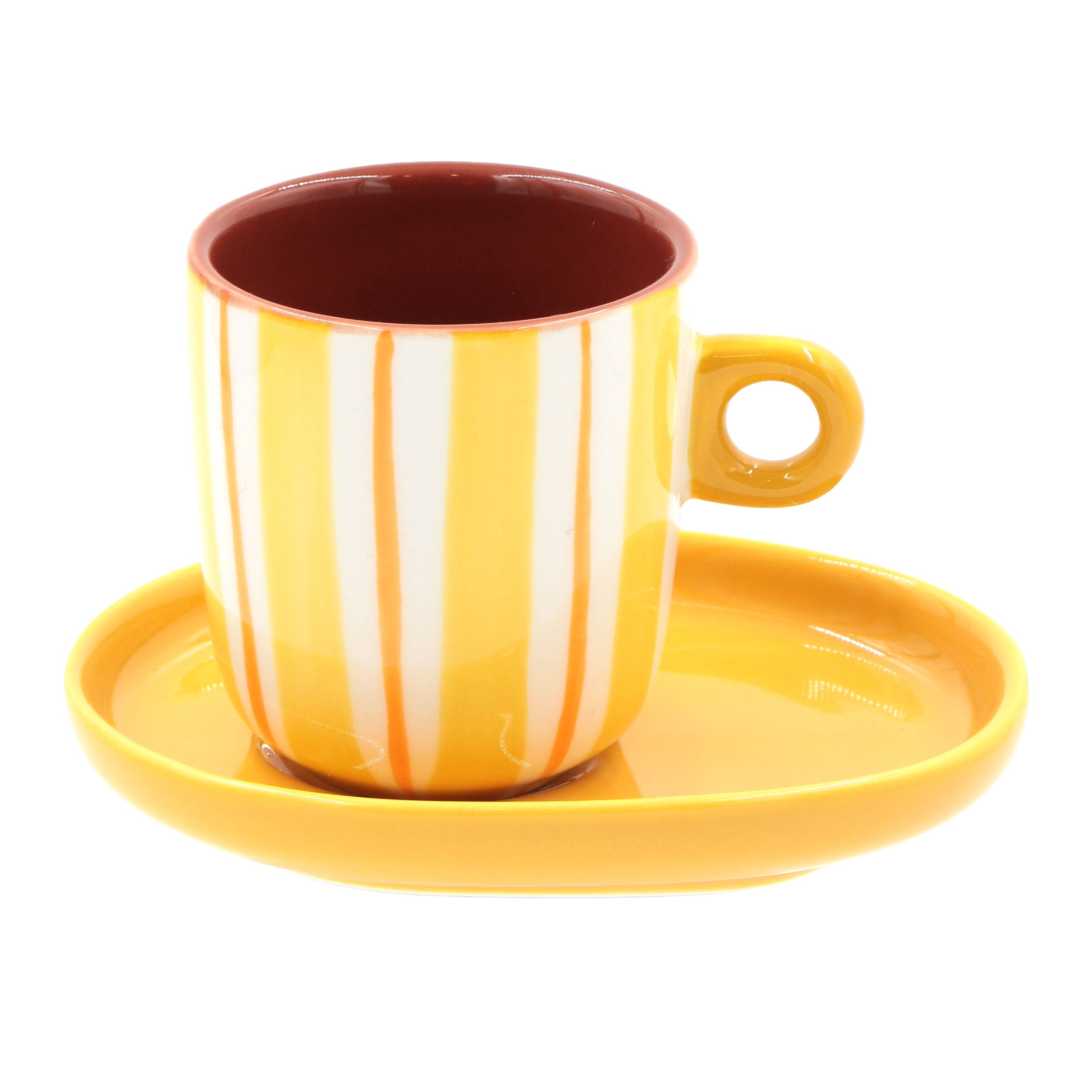 Set Tazzine con piattino Righe, Attimi - Stoneware, 90 ml