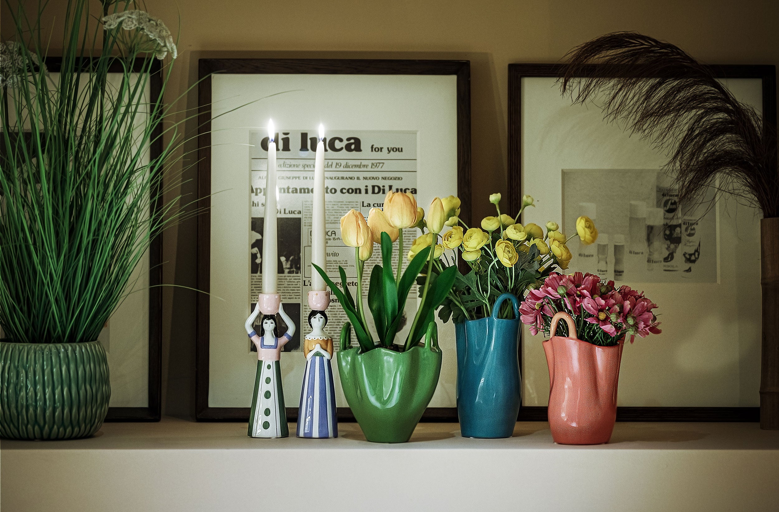 Vaso Azzurro, Lasportina - Gres, 11,6x10,4x23,6 cm