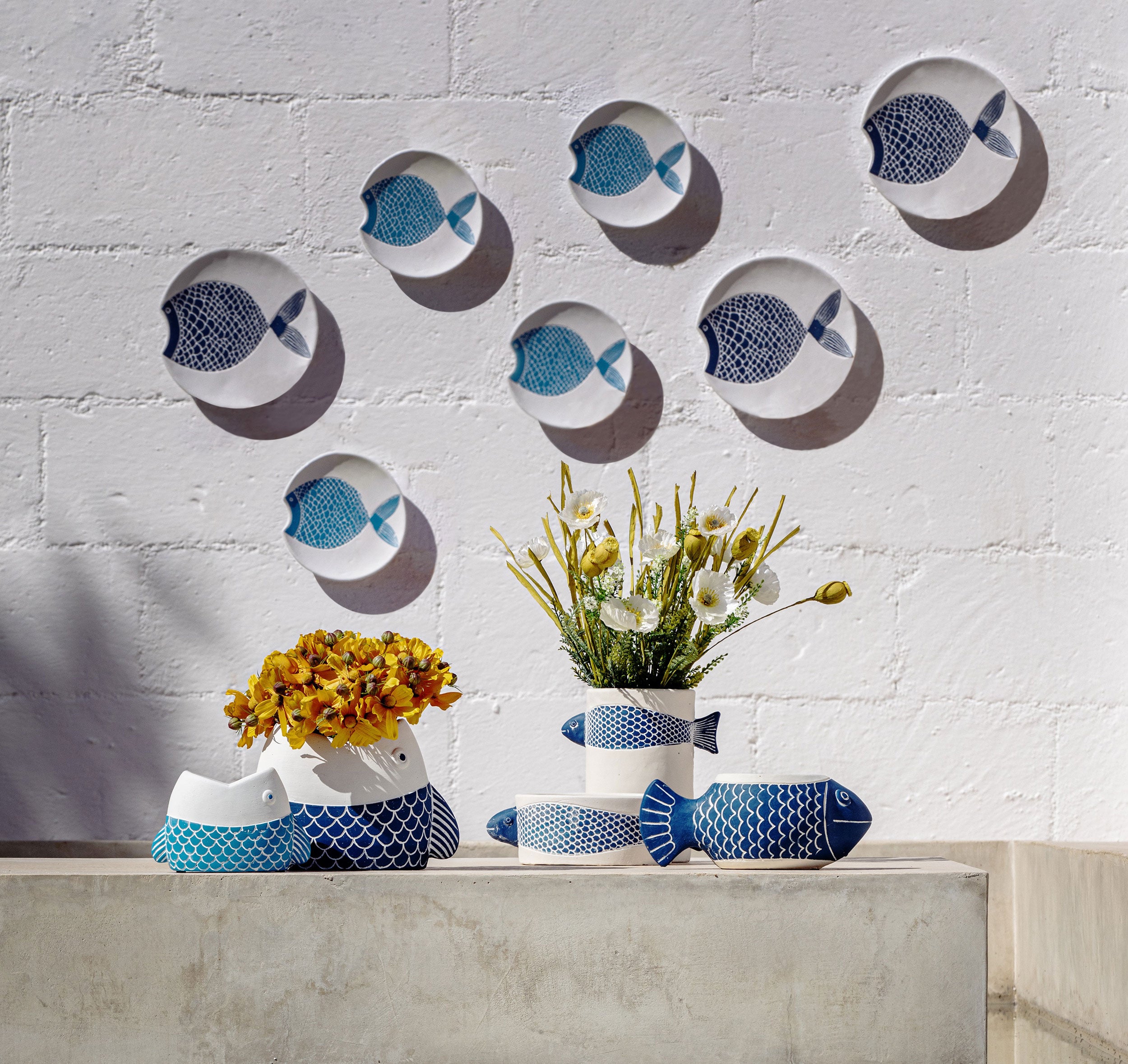 Set da 2, Oggetto Deco Blu M, Marechiaro - Resina cementizia, 28x27,5x2,5 cm