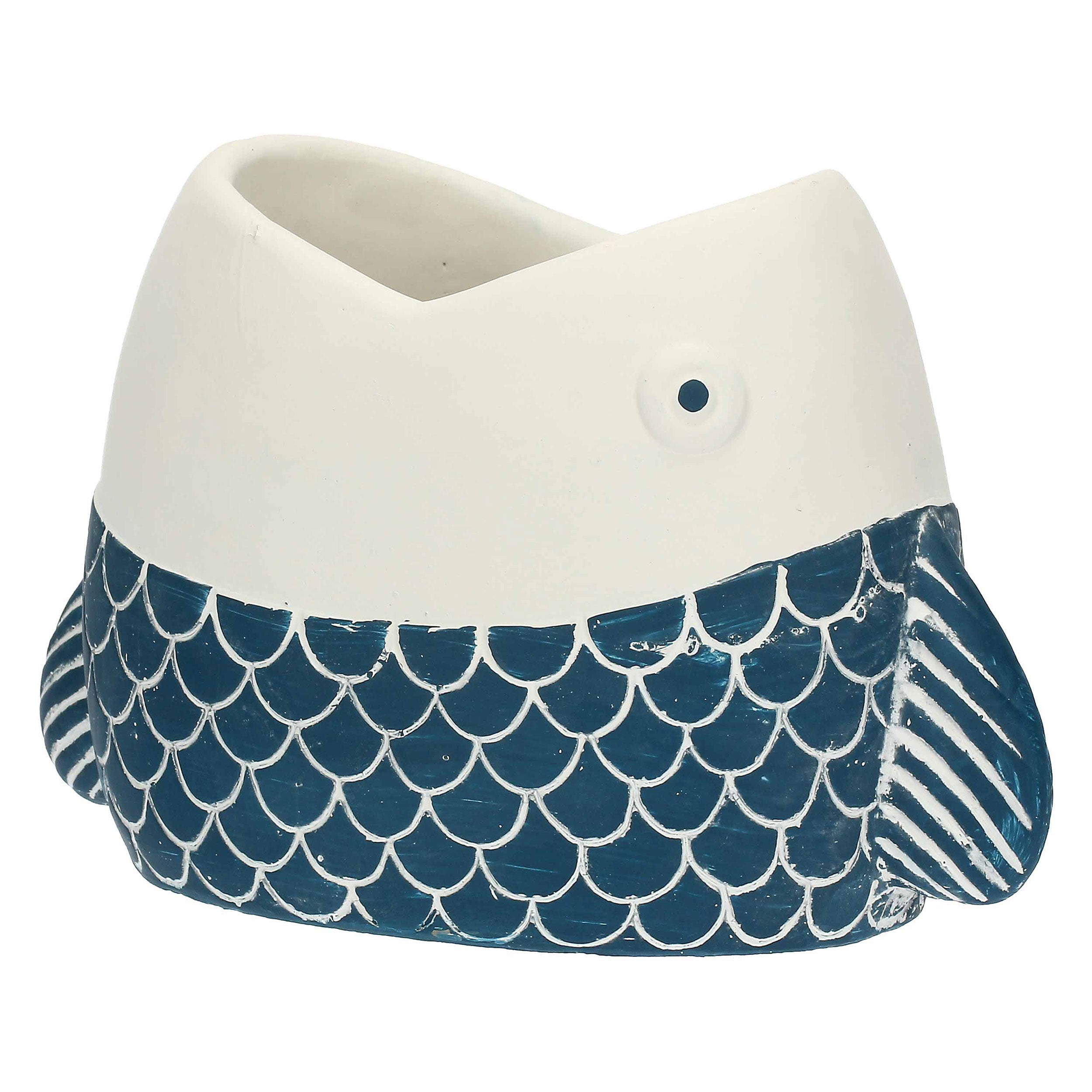 Cachepot Bocca Aperta Blu, Marechiaro - Resina cementizia, 24,5x12x16,5 cm