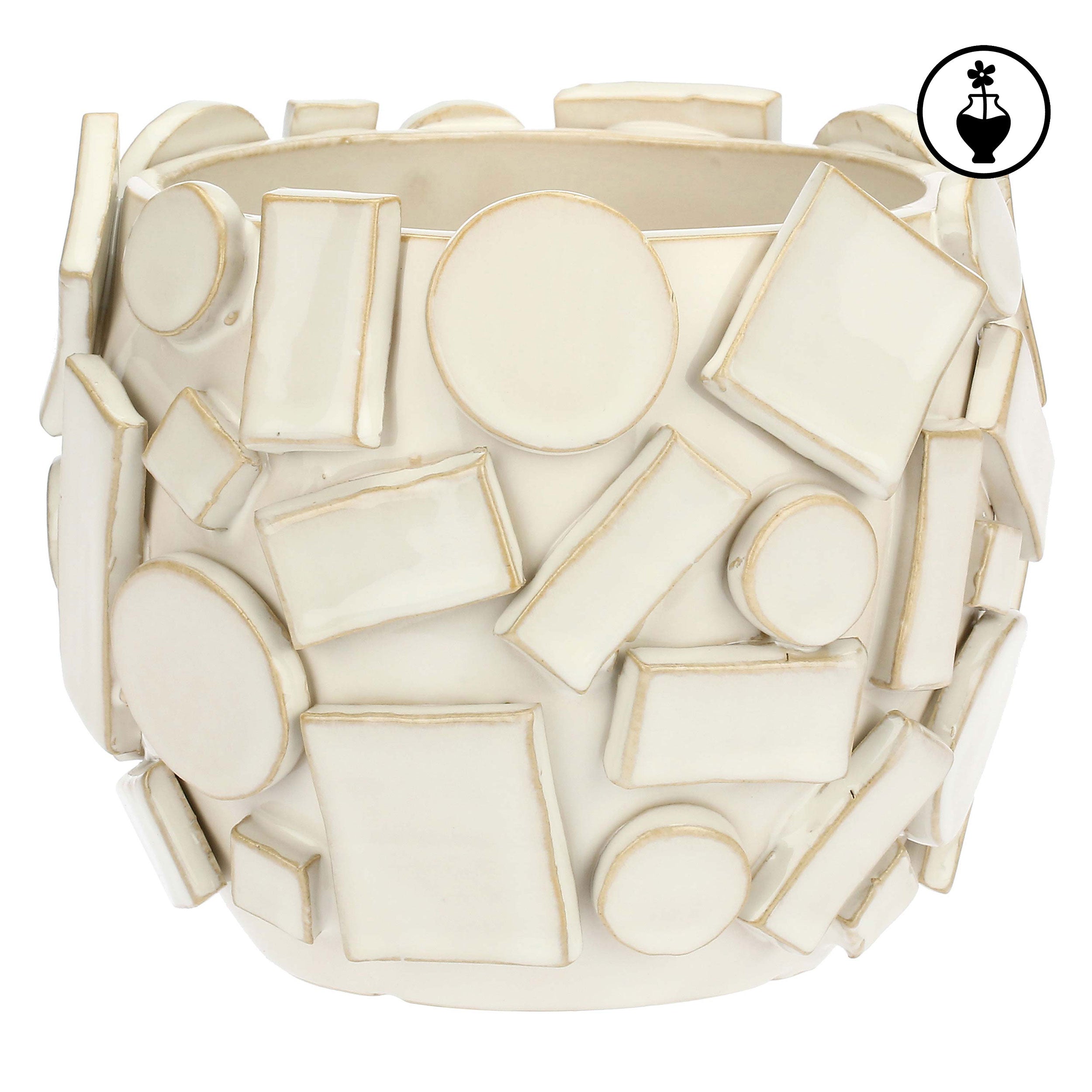 Cachepot Bianco, Scomposto - Gres, 16,5x16,5x13,5 cm