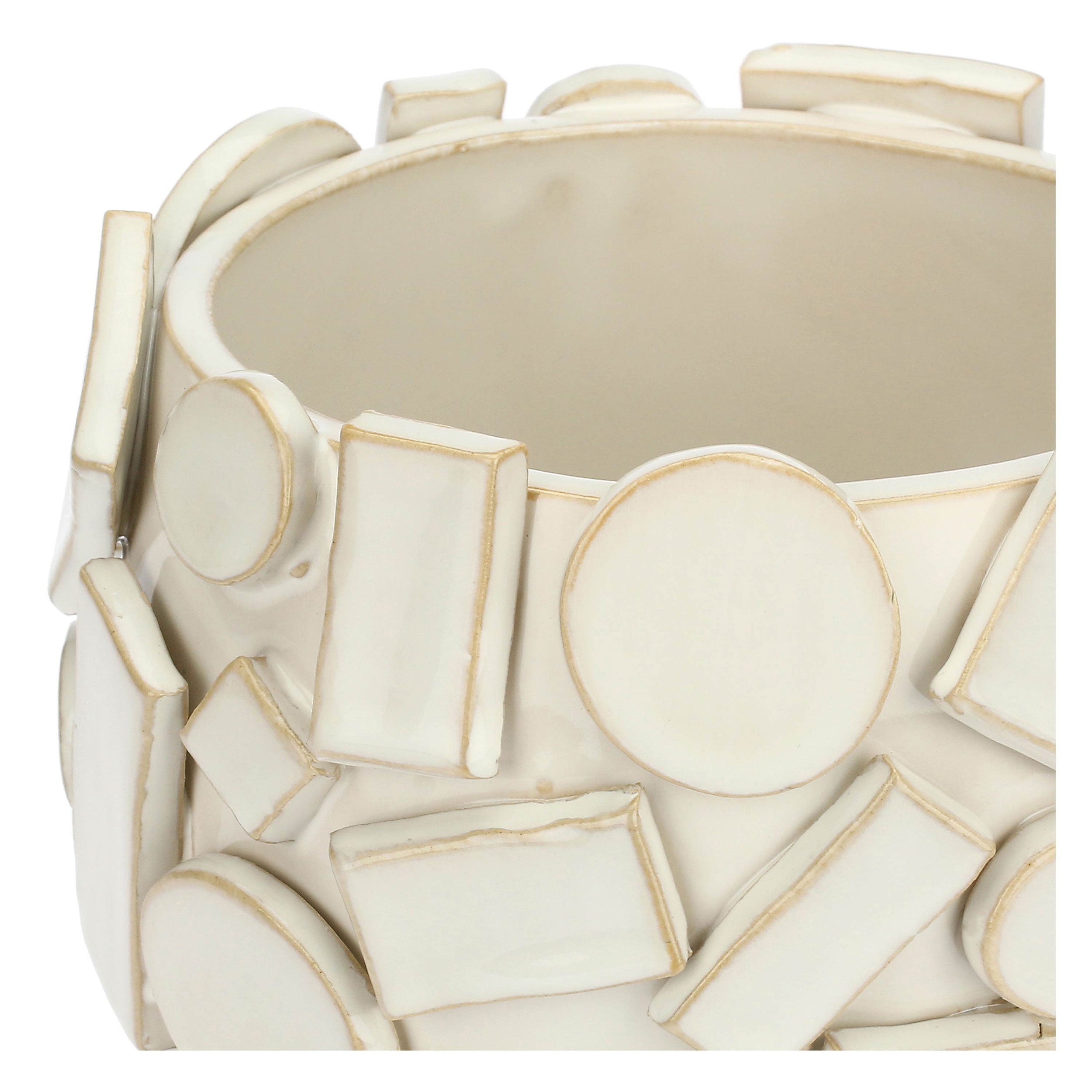 Cachepot Bianco, Scomposto - Gres, 16,5x16,5x13,5 cm