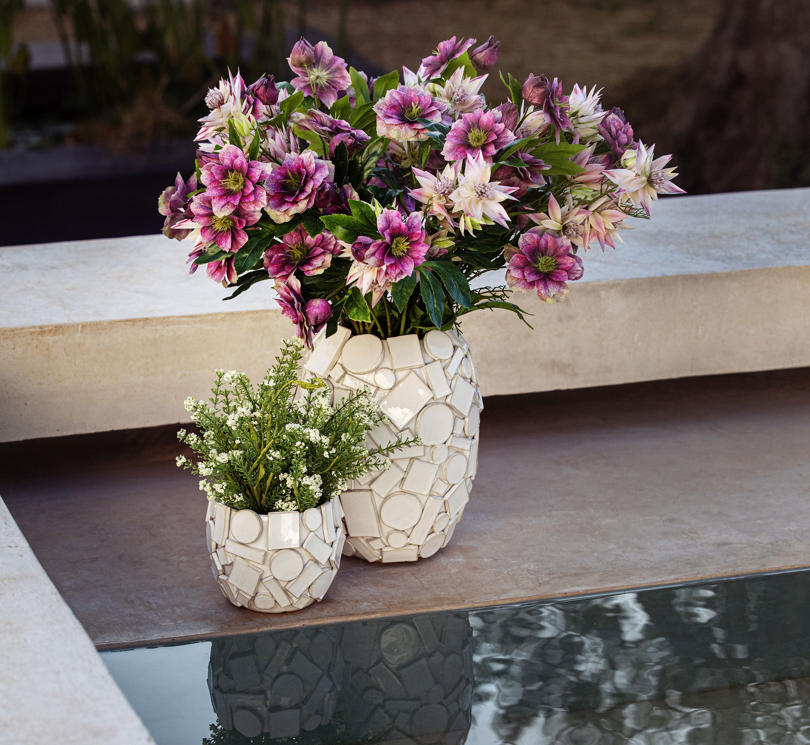 Cachepot Bianco, Scomposto - Gres, 16,5x16,5x13,5 cm