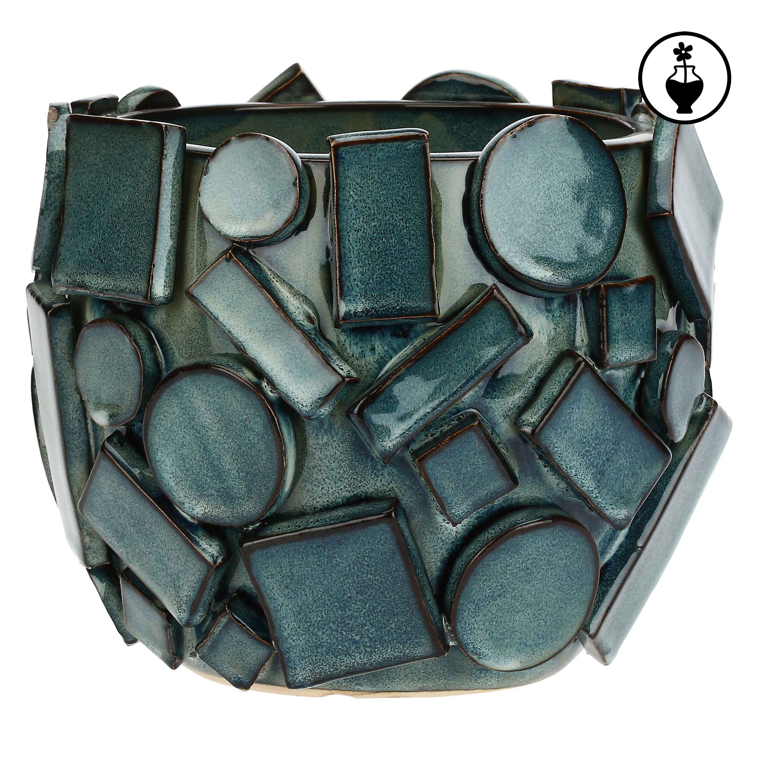 Cachepot Blu, Scomposto - Gres, 16,5x16,5x13,5 cm