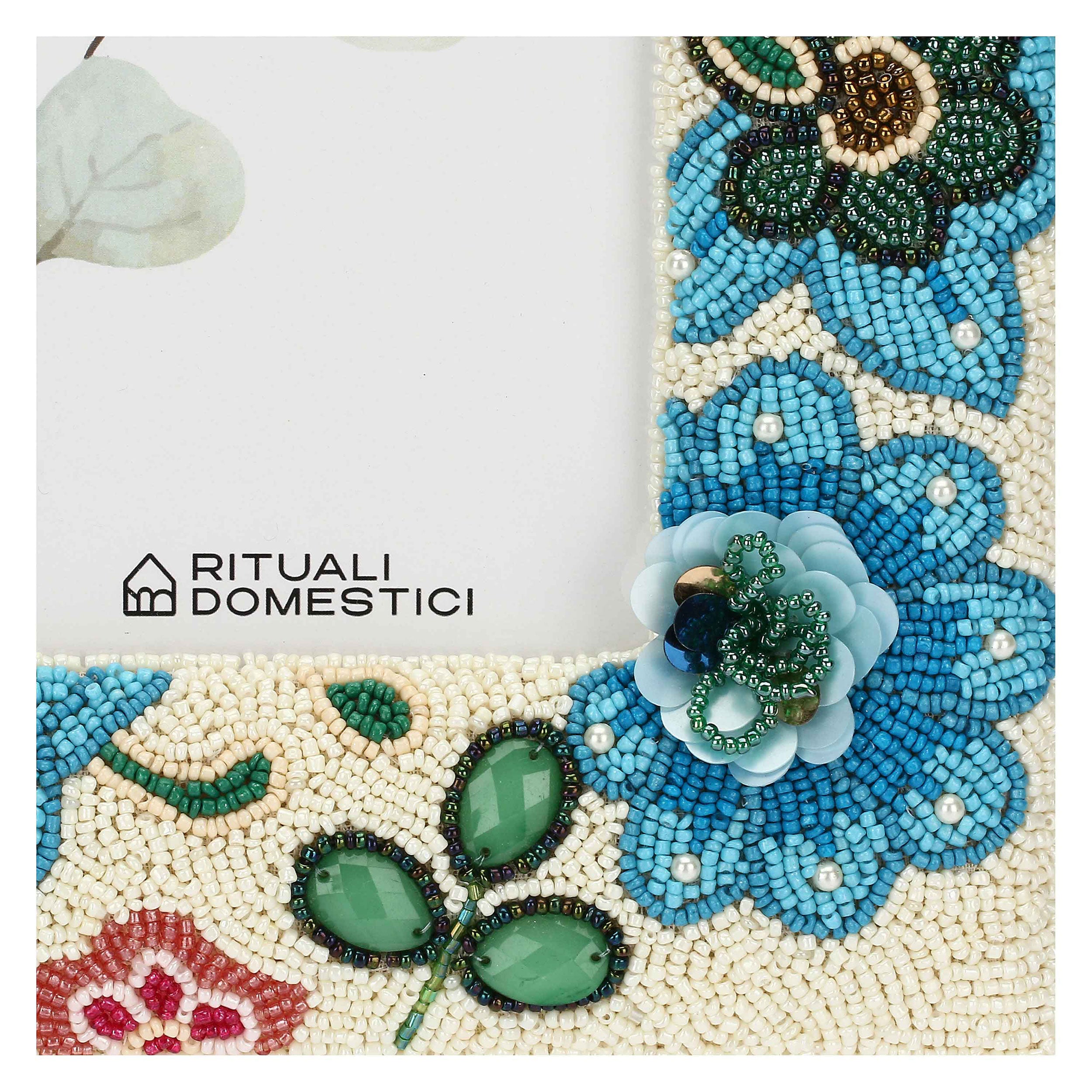 Portafoto Bali, Mille306perline - Perline Di Vetro/Tessuto Di Cotone/Mdf/Vetro/ Metallo (Ferro), 20x2x25 cm