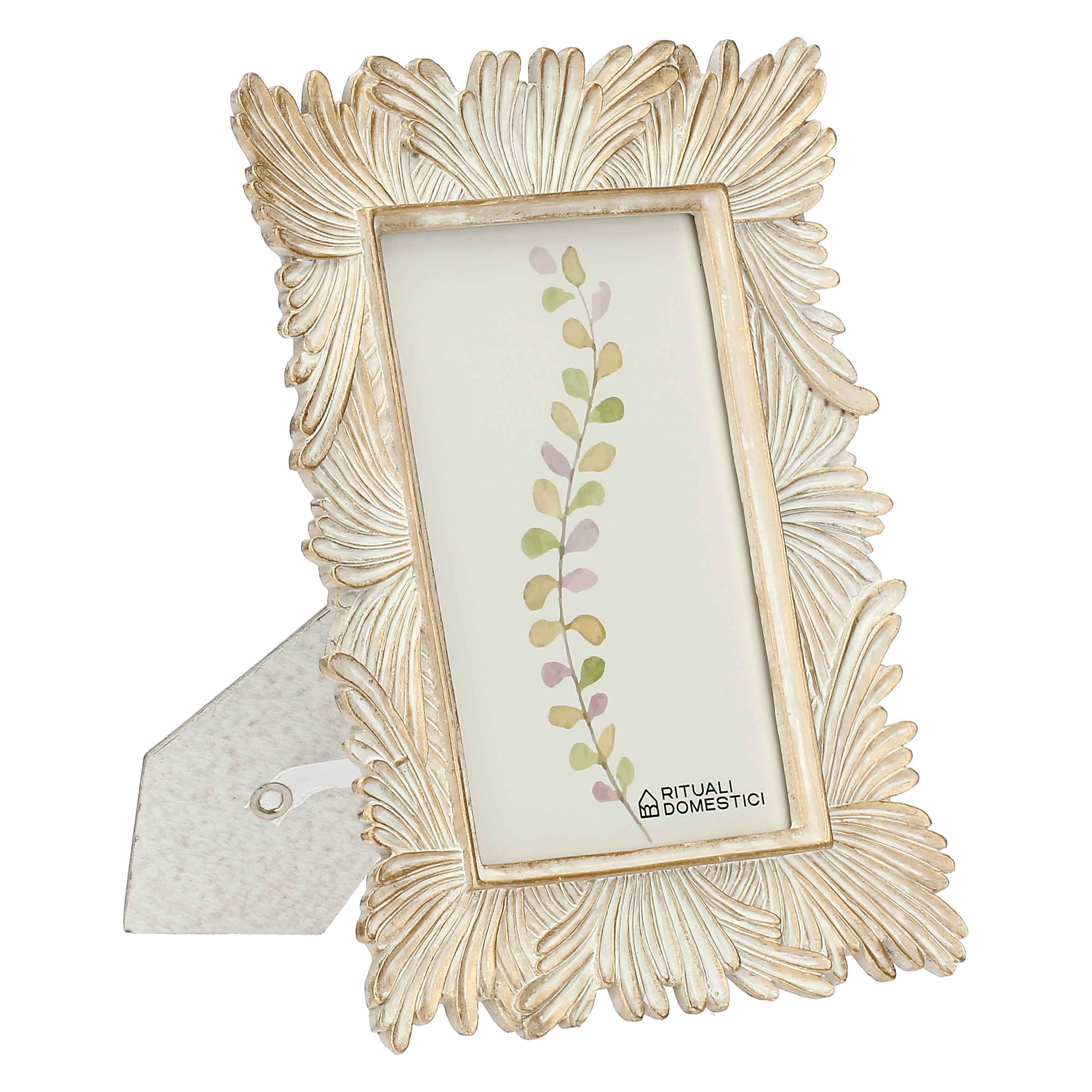 Portafoto Fronde, Tiguardo - Poly Resina/ Velluto /Mdf/Vetro/ Metallo (Ferro), 10 x 15 cm