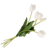 Set da 12, Mazzo Tulipani Bianchi Stelo, Anna - Stoffa, Acciaio, Plastica, h 48 cm