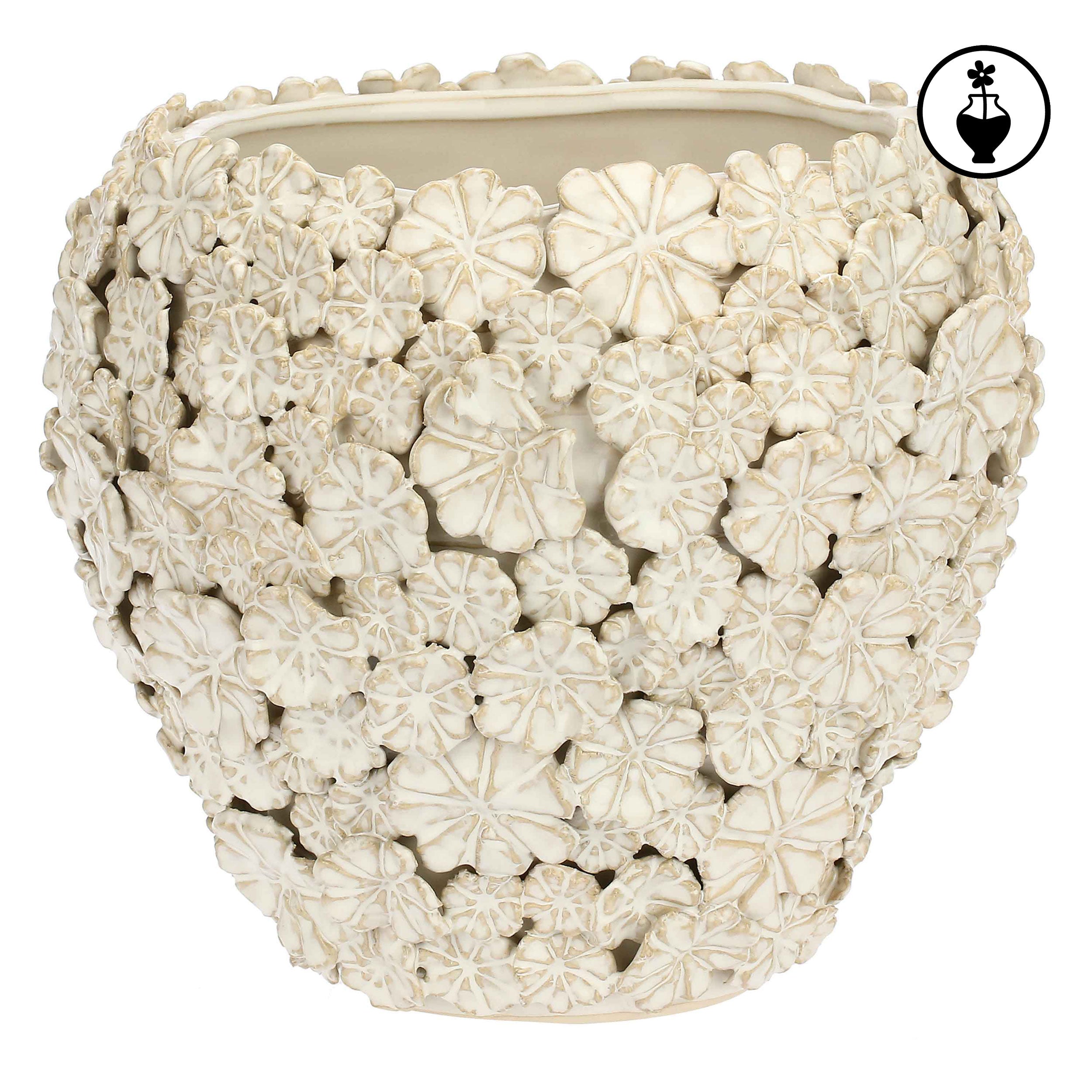 Cachepot L Bianco, Fiorinfiorello - Gres, 24x24x20 cm