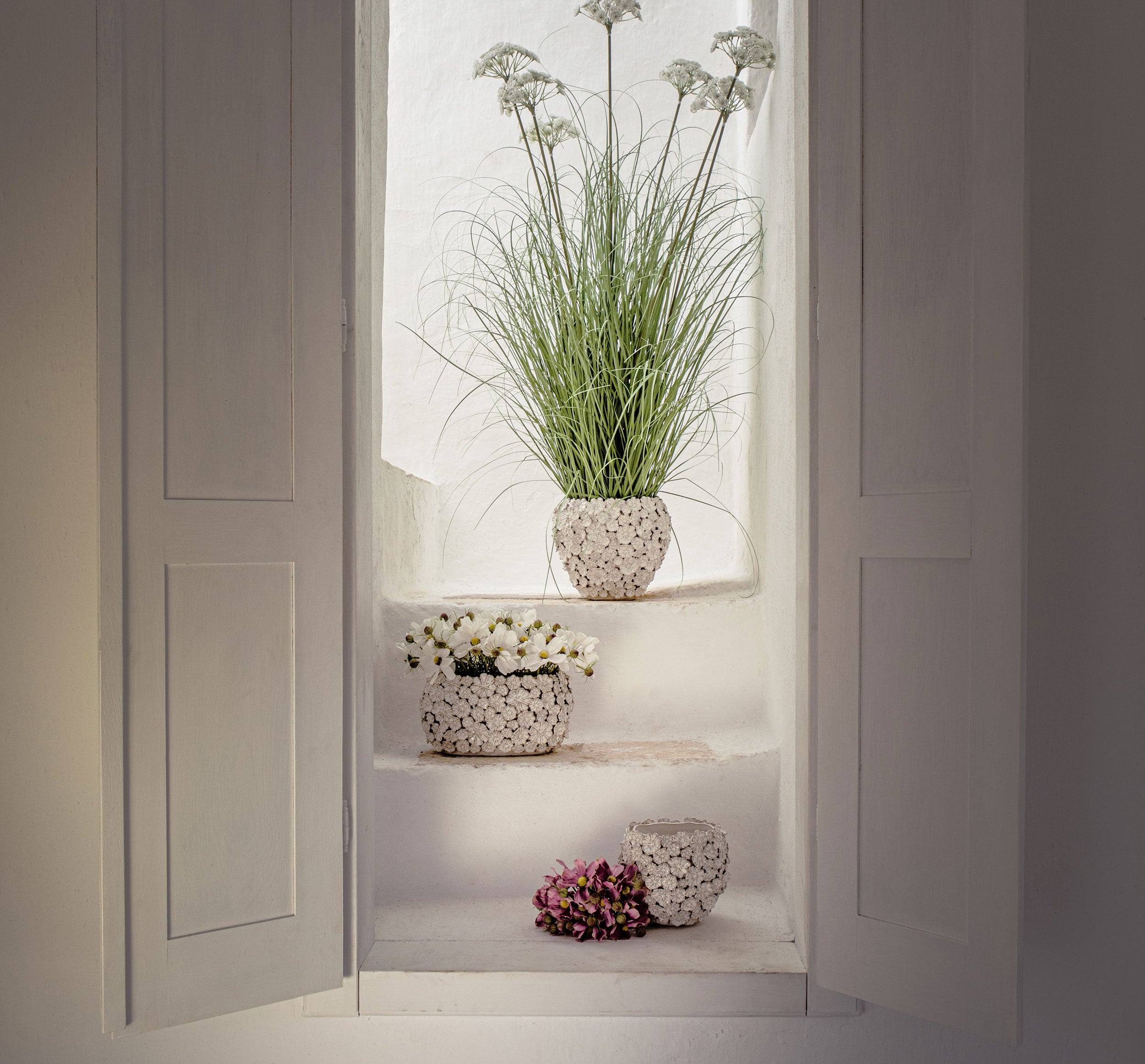 Cachepot L Bianco, Fiorinfiorello - Gres, 24x24x20 cm