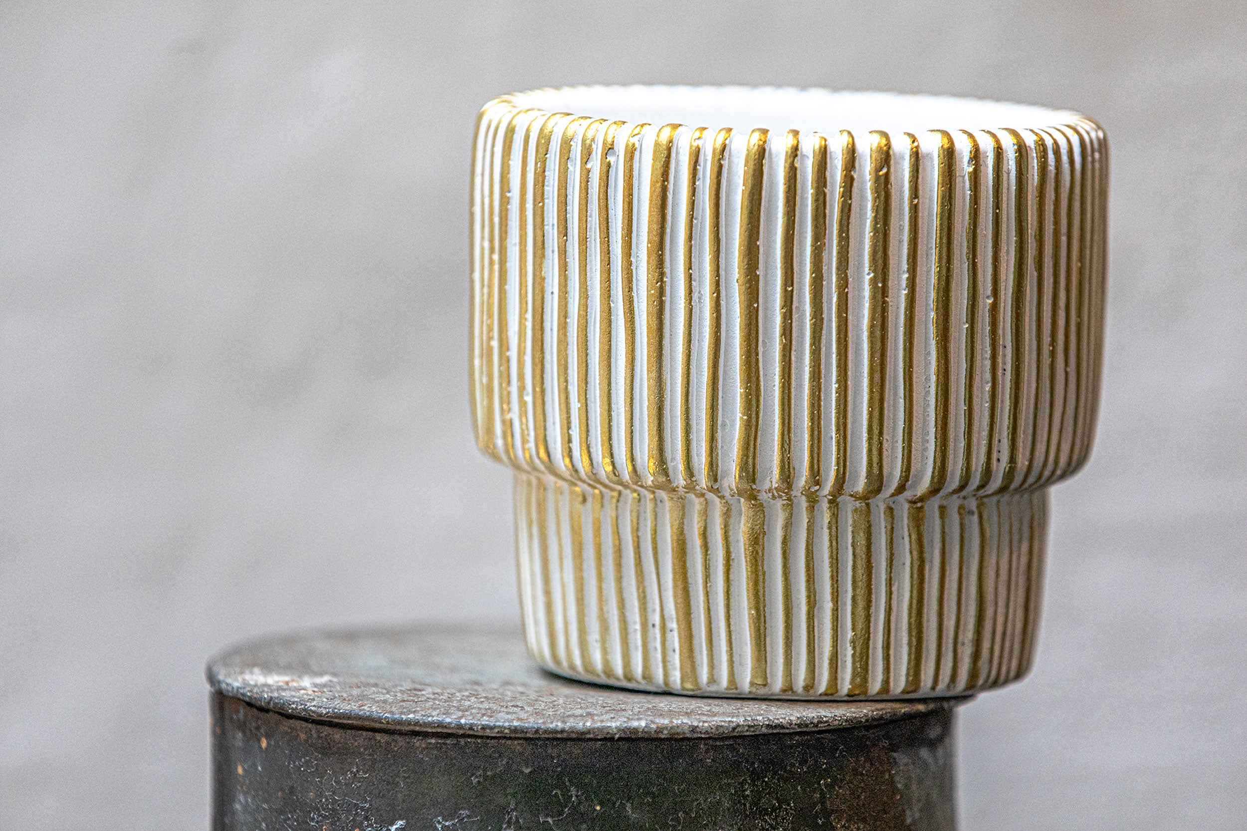 Cachepot L, Orocolato - Resina cementizia, 17,5 x 17,5 x 16 cm