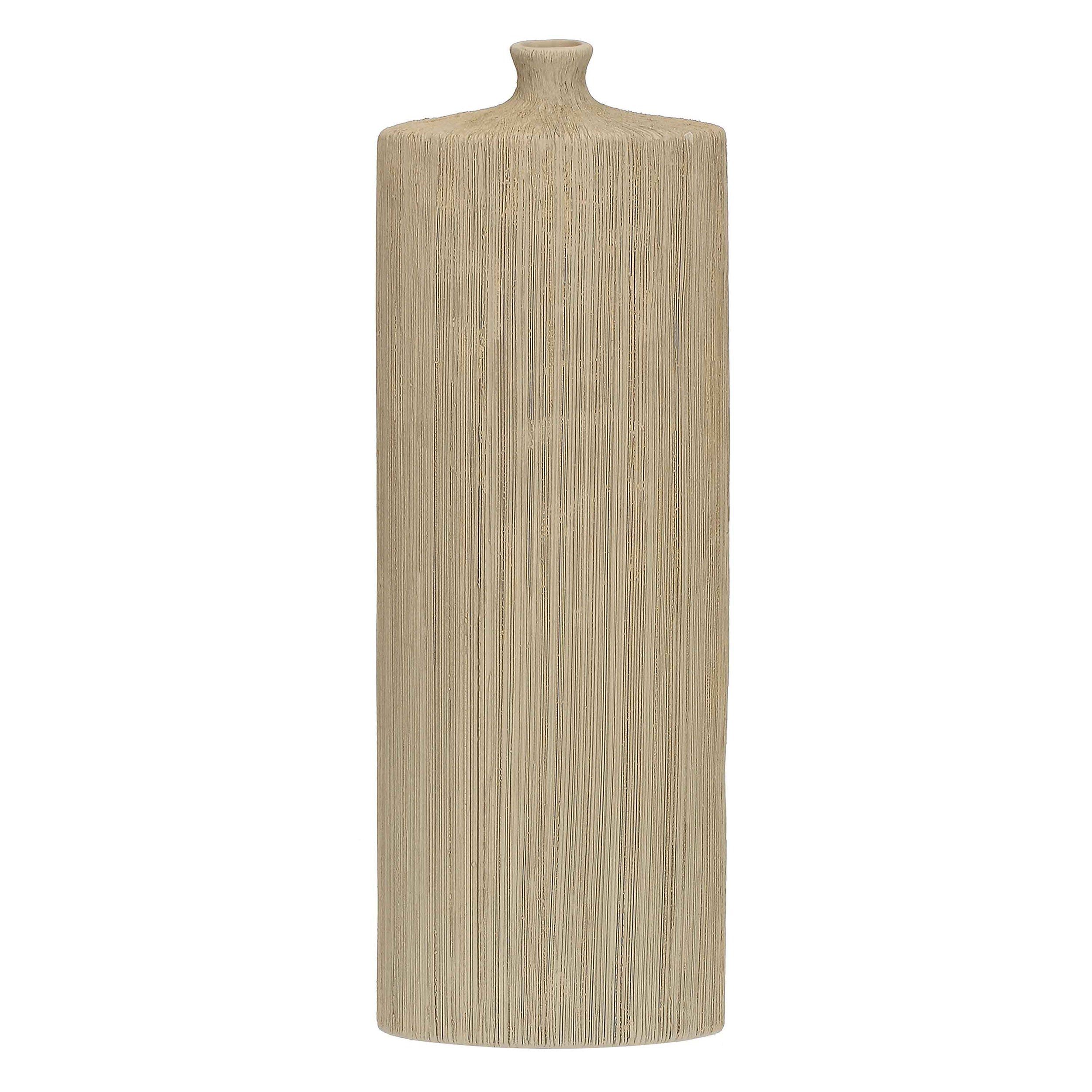 Vaso decorativo Monofiore Basso, Canapa - Gres, 12,5 x 7 x 35 cm