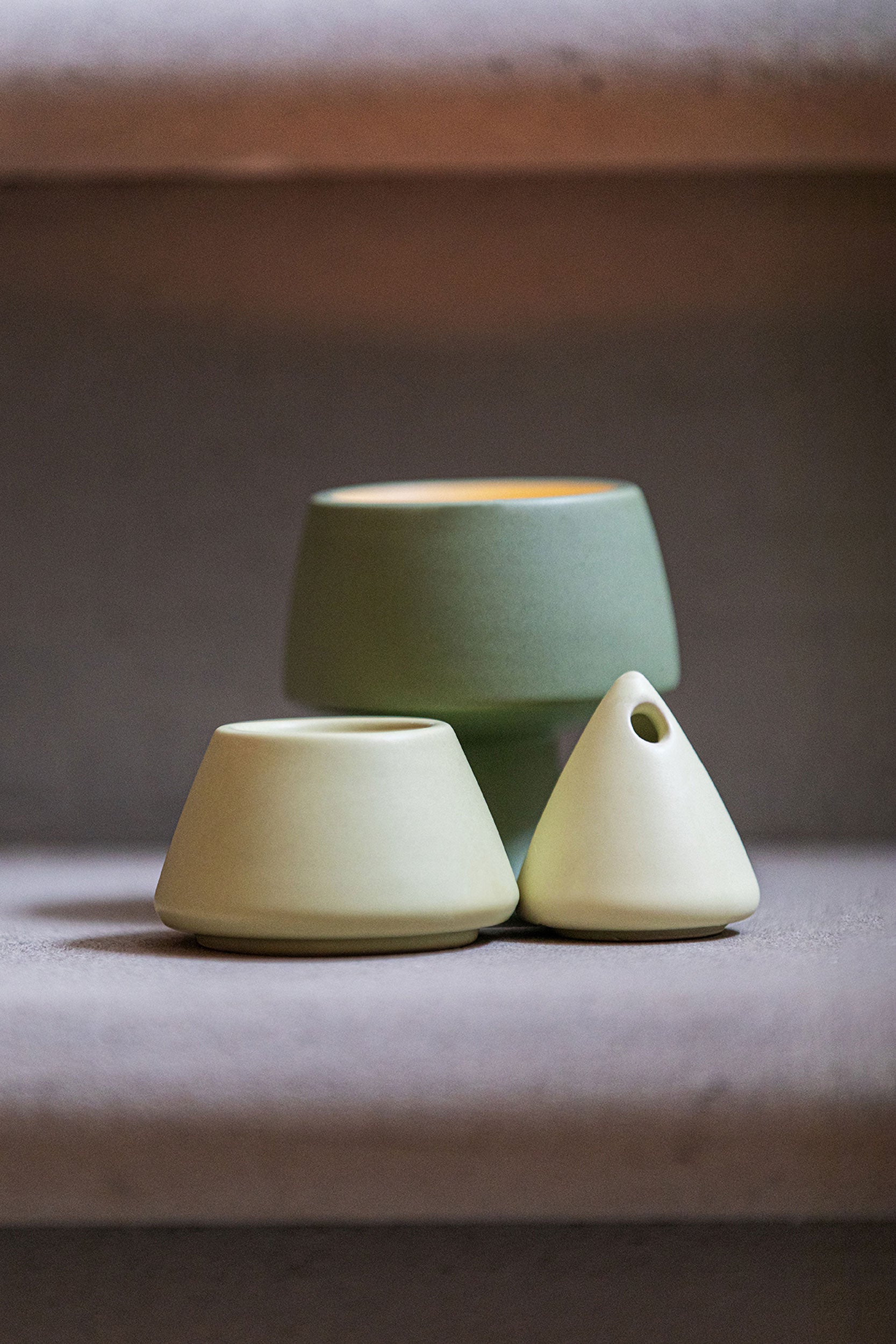 Portacandela/Diffusore ,Piudiunpino - Gres, 8x8x17 cm