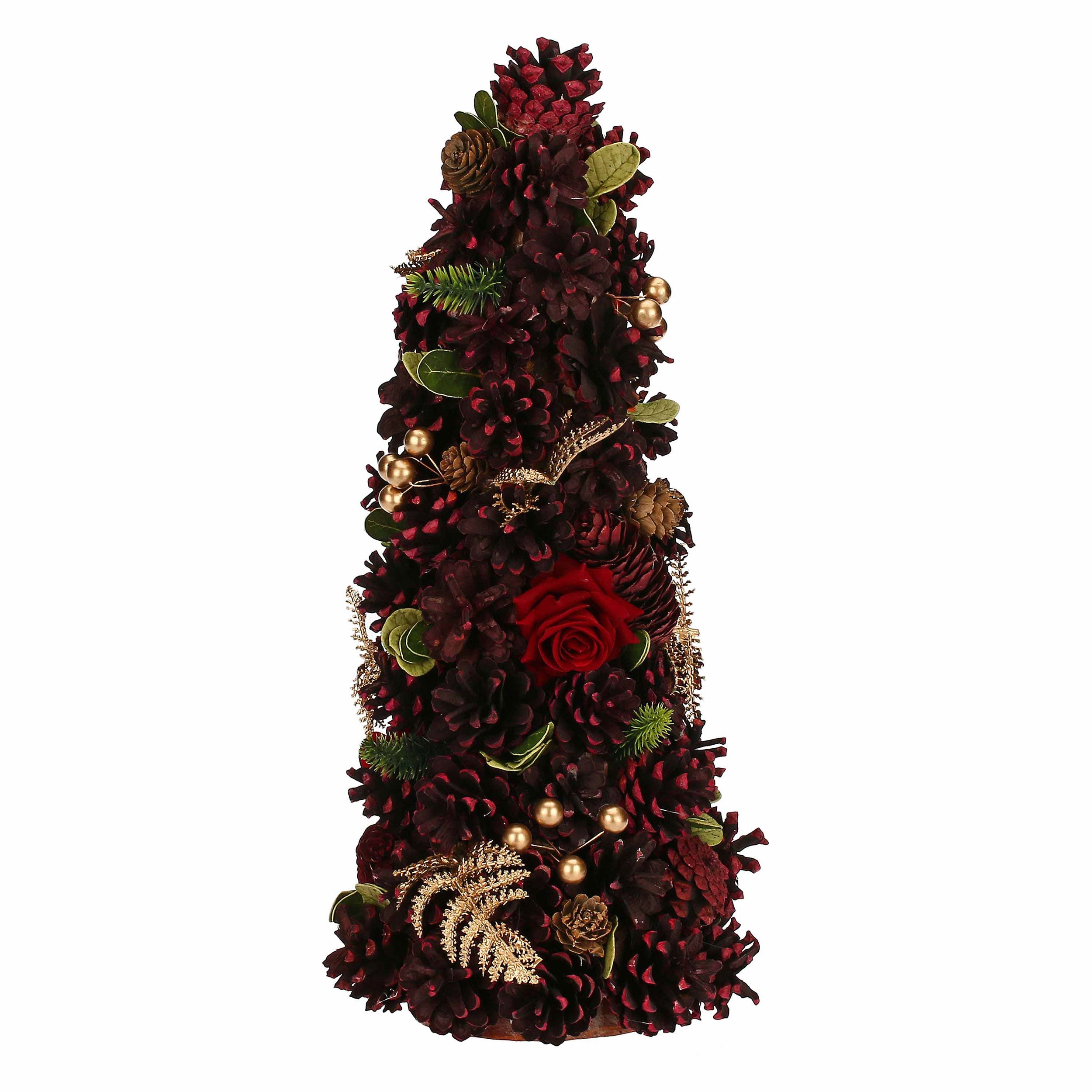 Set da 2, Cono, Quasirosso - Legno E Materiali Naturali, H 40 cm