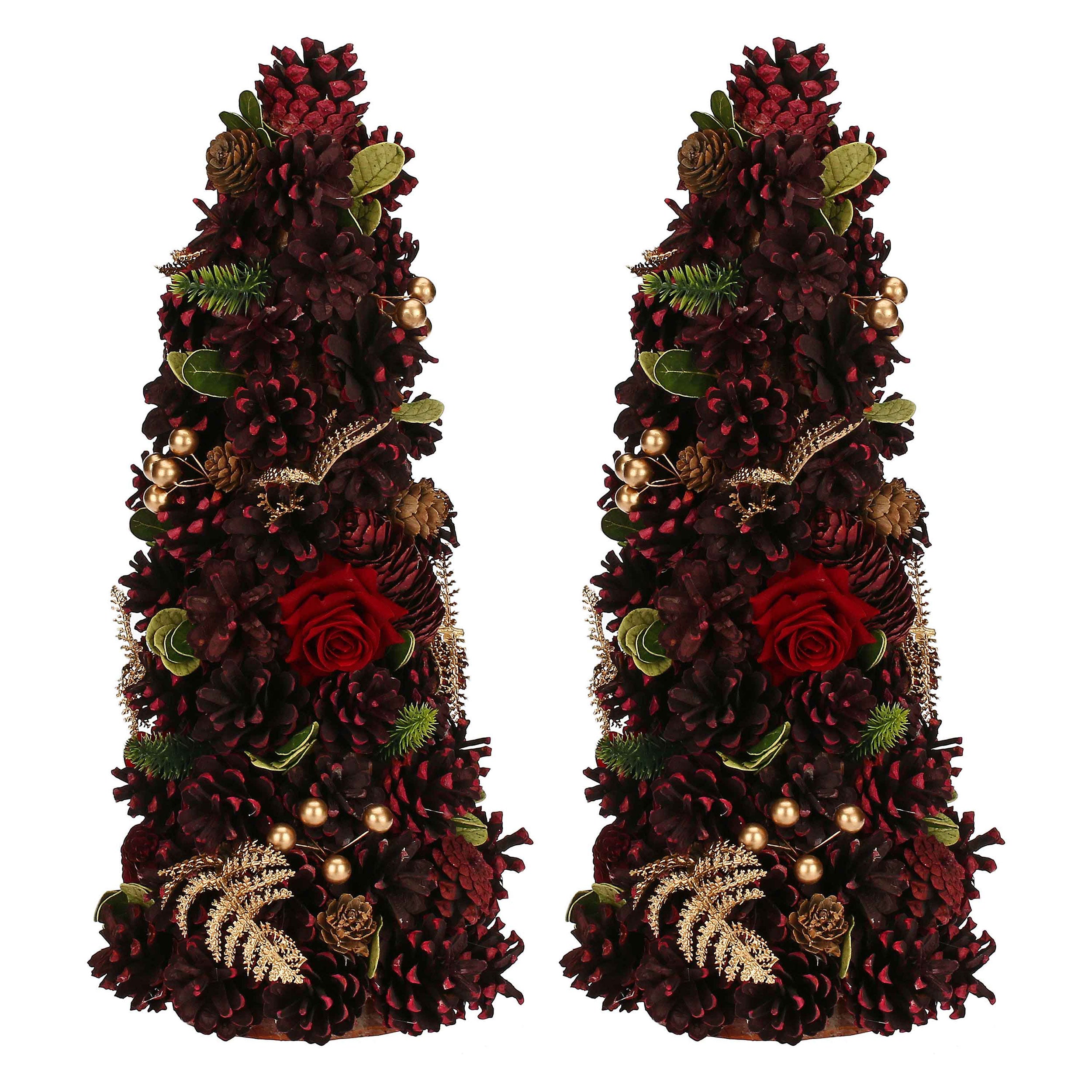 Set da 2, Cono, Quasirosso - Legno E Materiali Naturali, H 40 cm